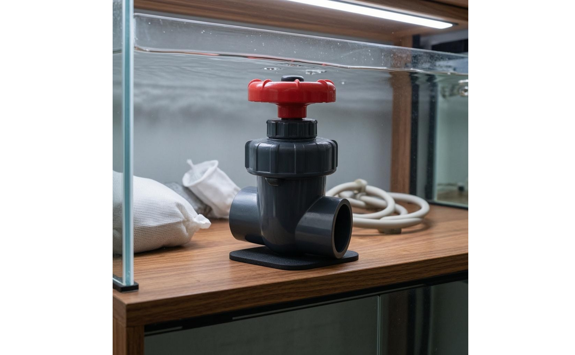 Aquarium Gate Valve Red Handwheel PVC Gate Valve Compact