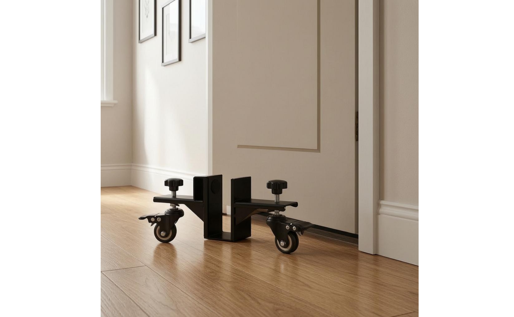 Door Panel Trolley Sliding Rollers Adjustable Clamping Trolley Black Metal