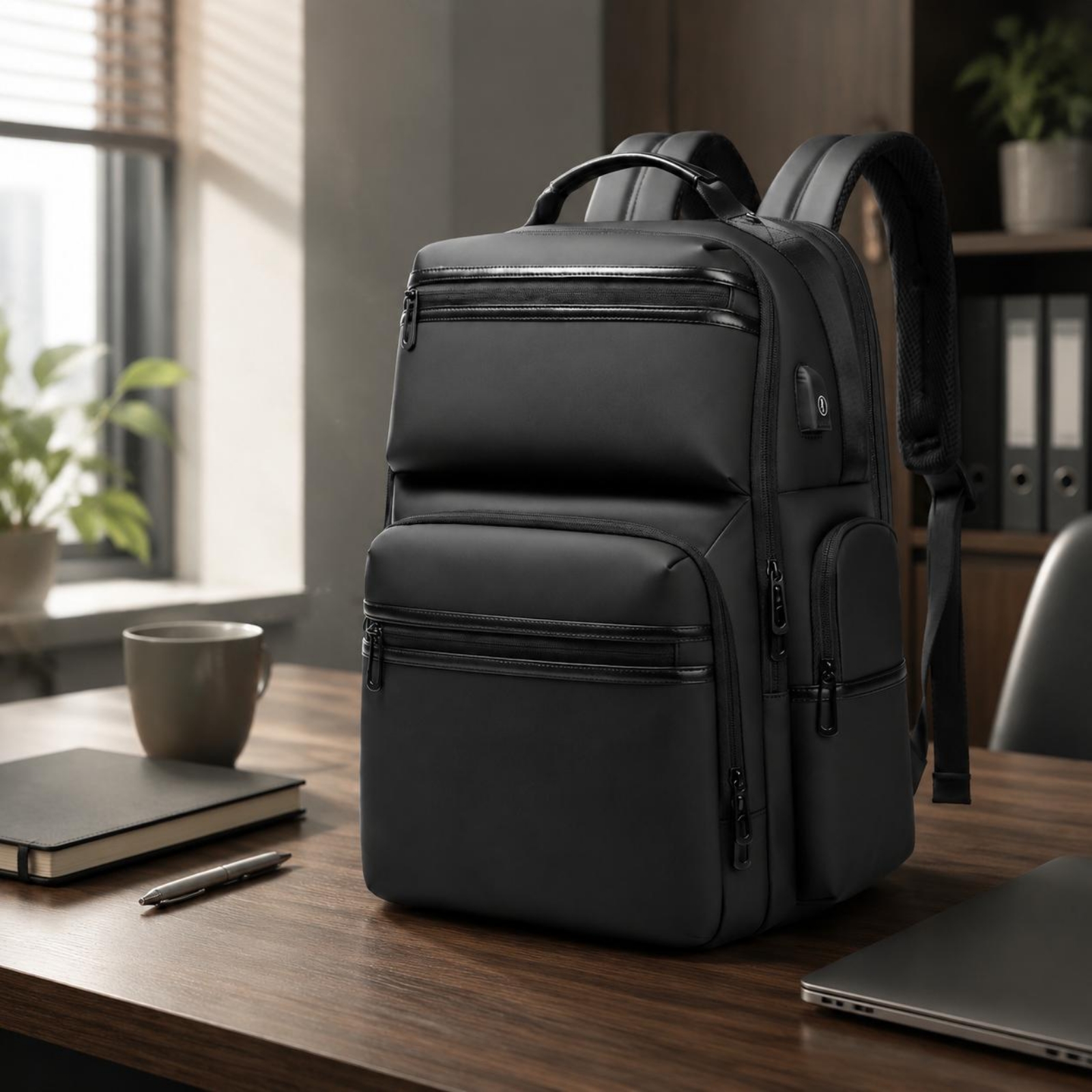Business Backpack Computer Compartment Laptop Backpack Carry Handle For
