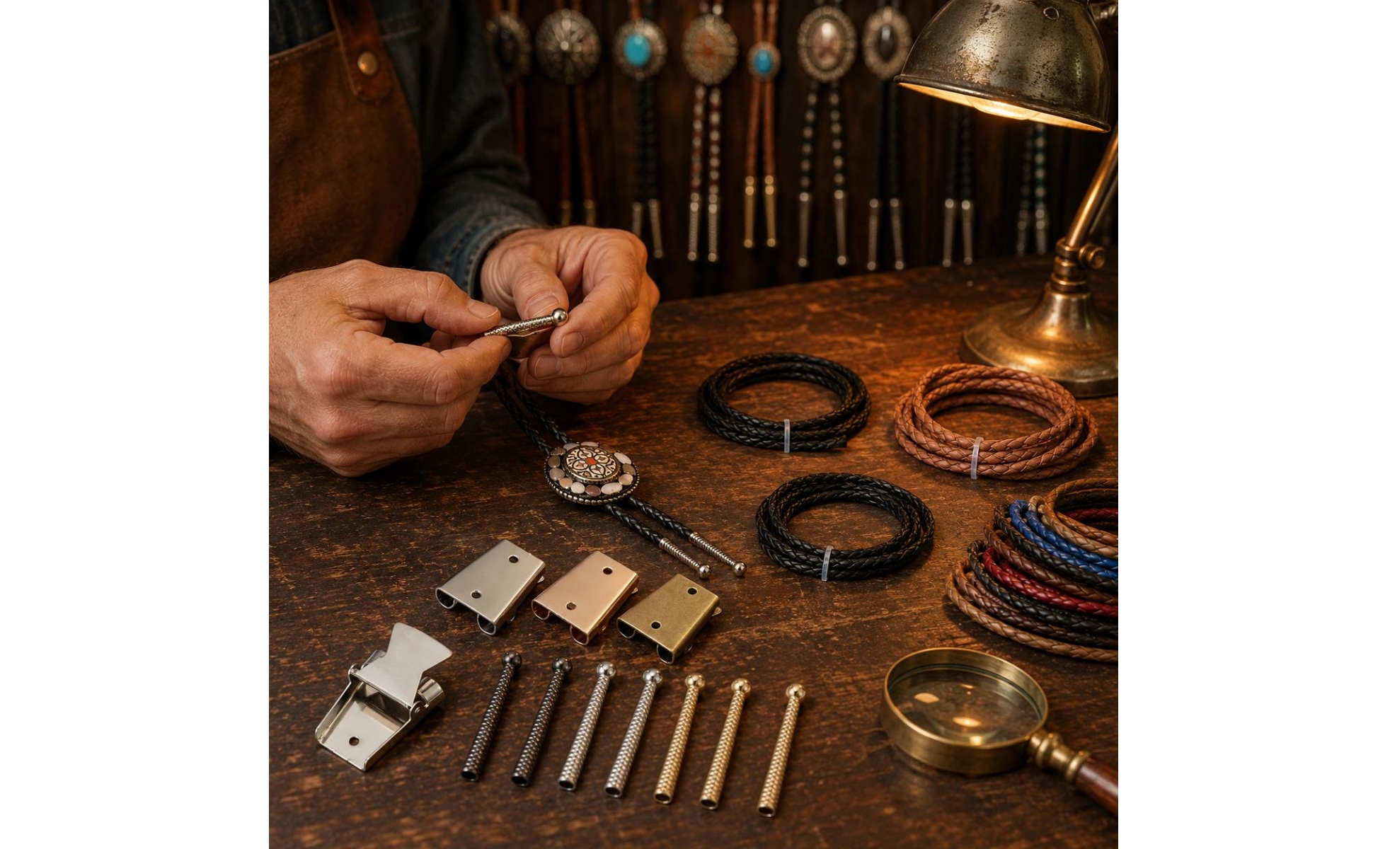 Bolo-Krawatten-Endkappenset geflochten Bolo Krawatten Endkappe Metall