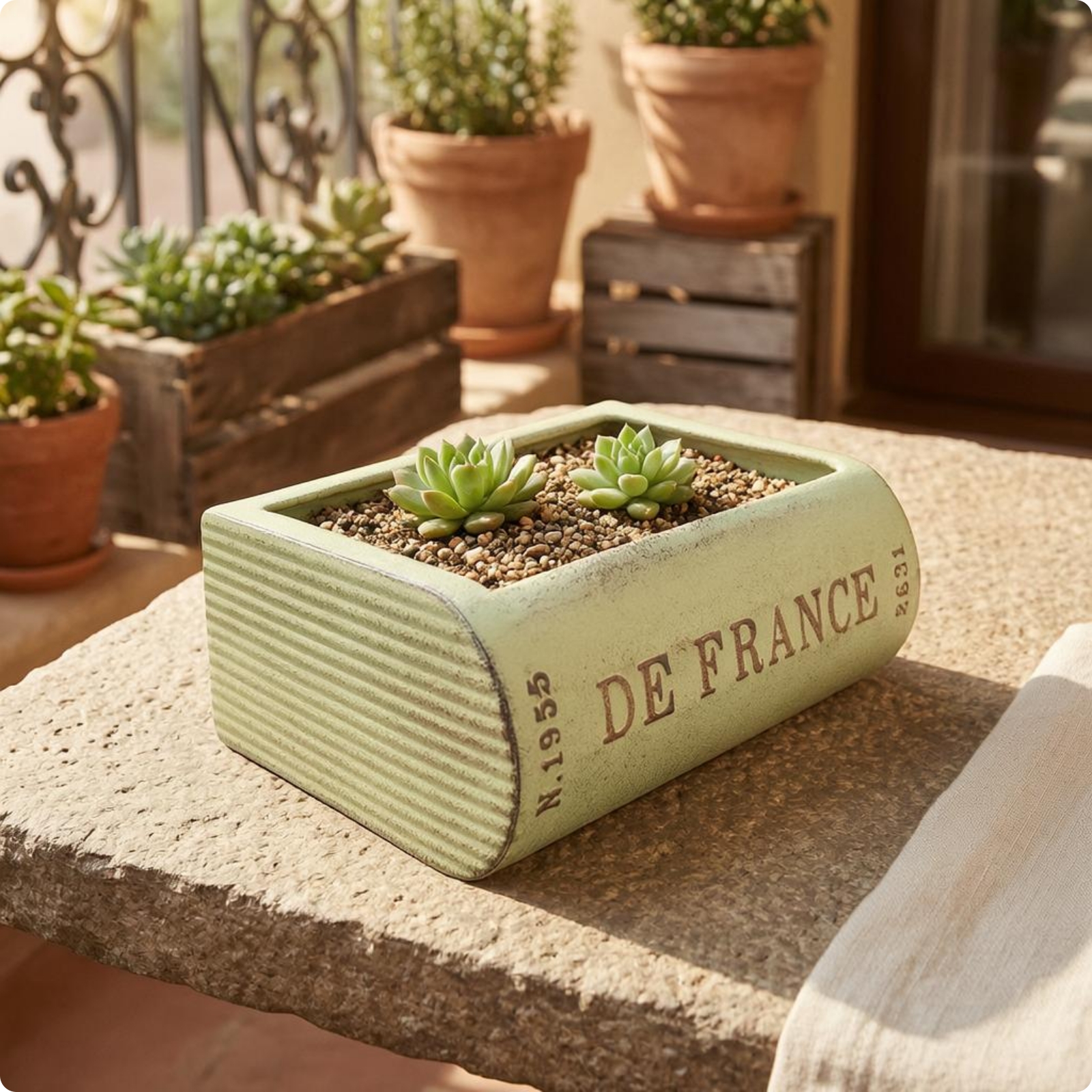 Metal Planter Drainage Hole Plant Pot Textured