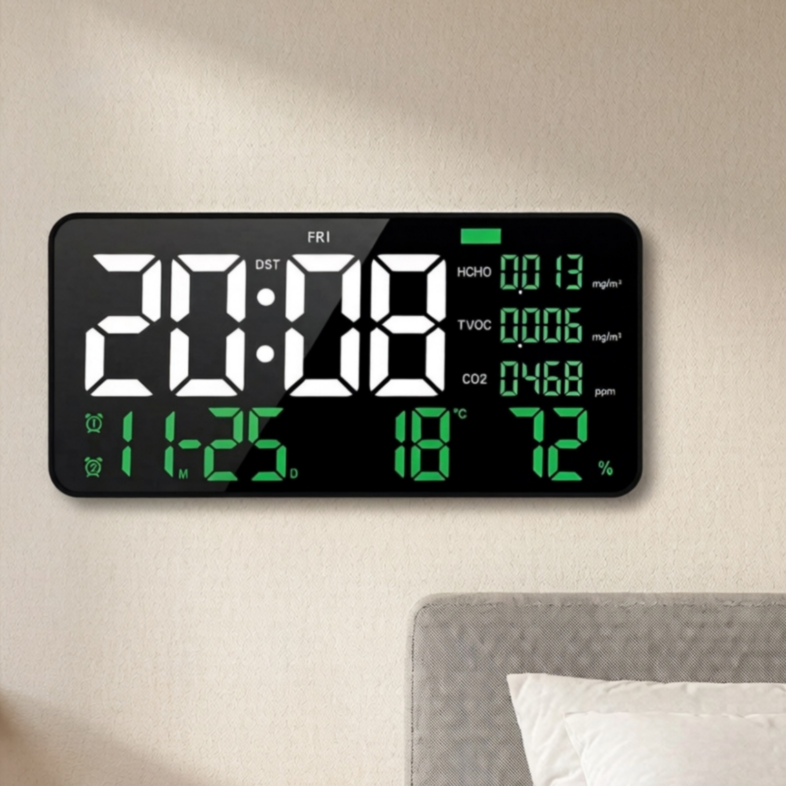 Air Quality C-Bracket Night Lamp Digital Wall C-Bracket Corded for Living Room