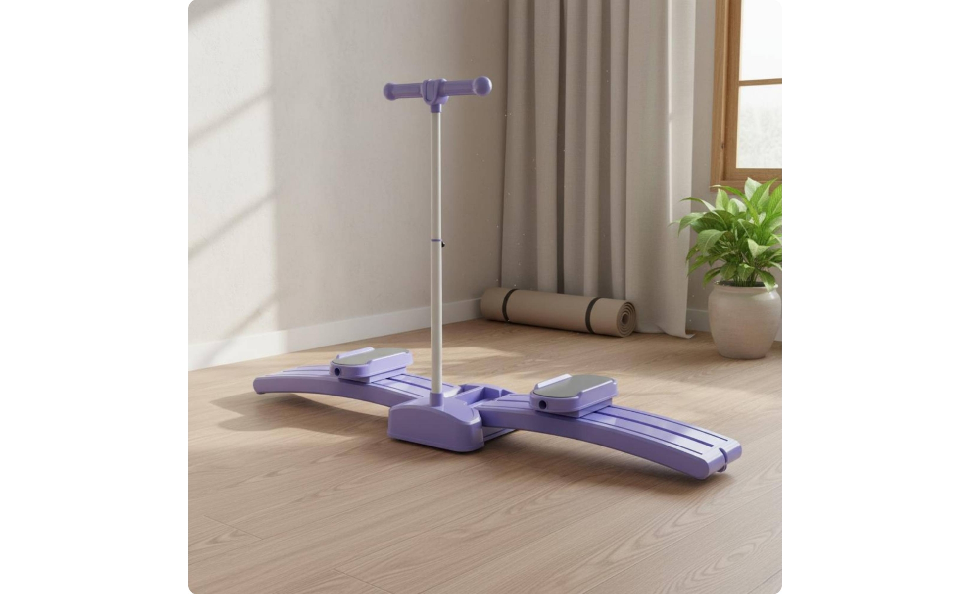 Ski Exercise Machine Curved Base Foldable Ski Machine Horizontal Handlebar