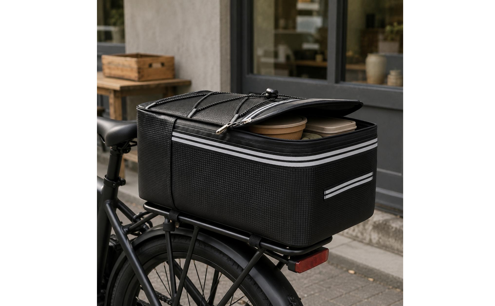 Waterproof Bike Rack Bag Reflective Rear Rack Bag Elastic Bungee Net