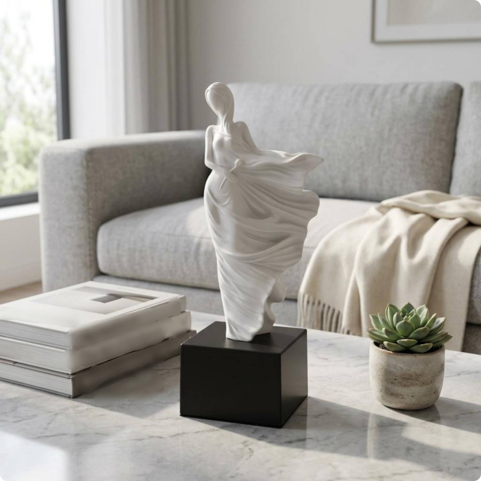 Resin Dancer Sculpture Minimalist Modern Female Statue Artistic