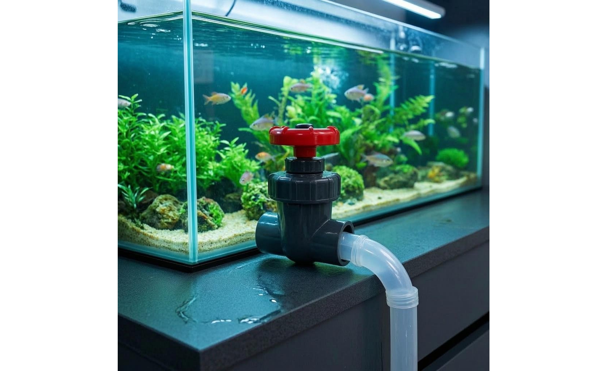 Aquarium Gate Valve Red Handwheel PVC Gate Valve Compact