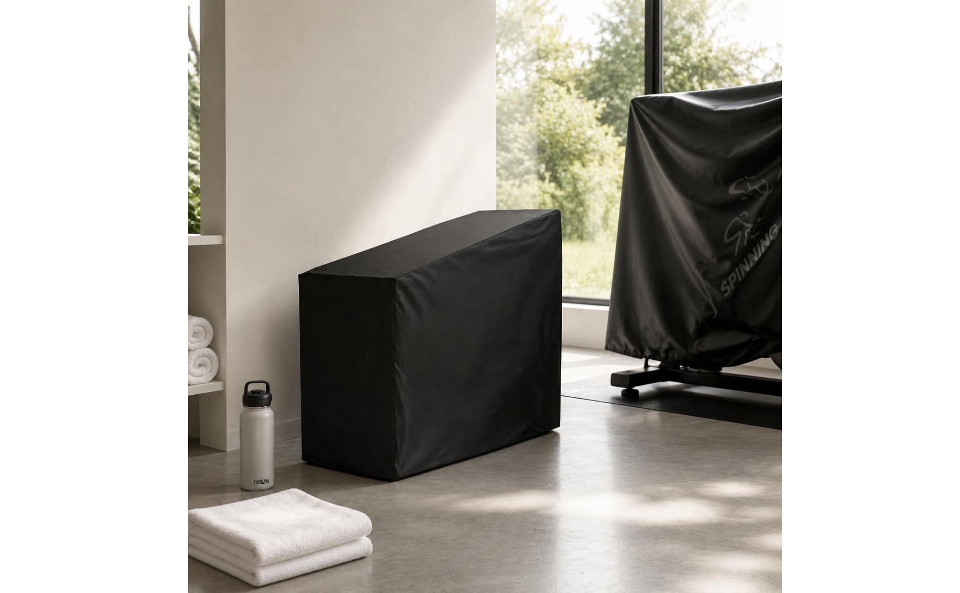 Shielding Dust Cover Black Exercise Equipment Cover Stitched Seams