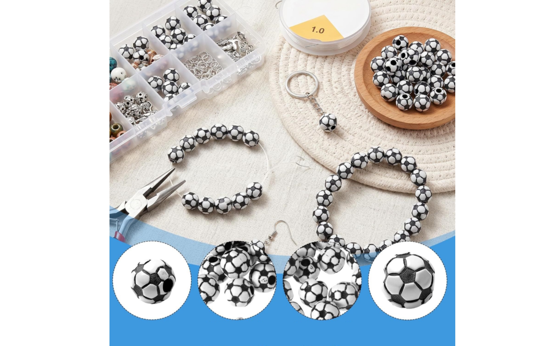 100 Pieces Acrylic Football Beads 12 Mm Football Beads Through Hole