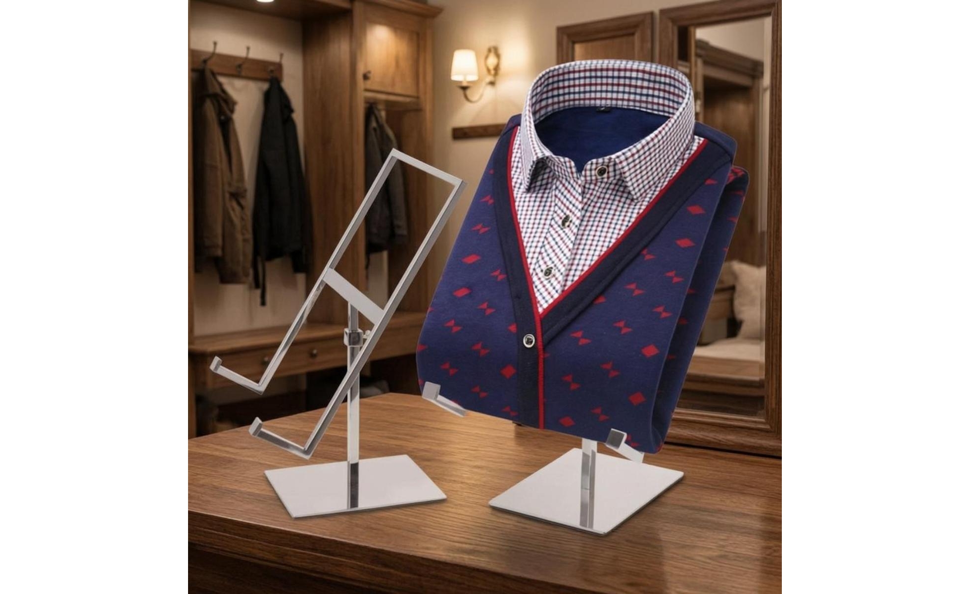 Shirt Display Stand Square Base Adjustable Shirt Stand Freestanding