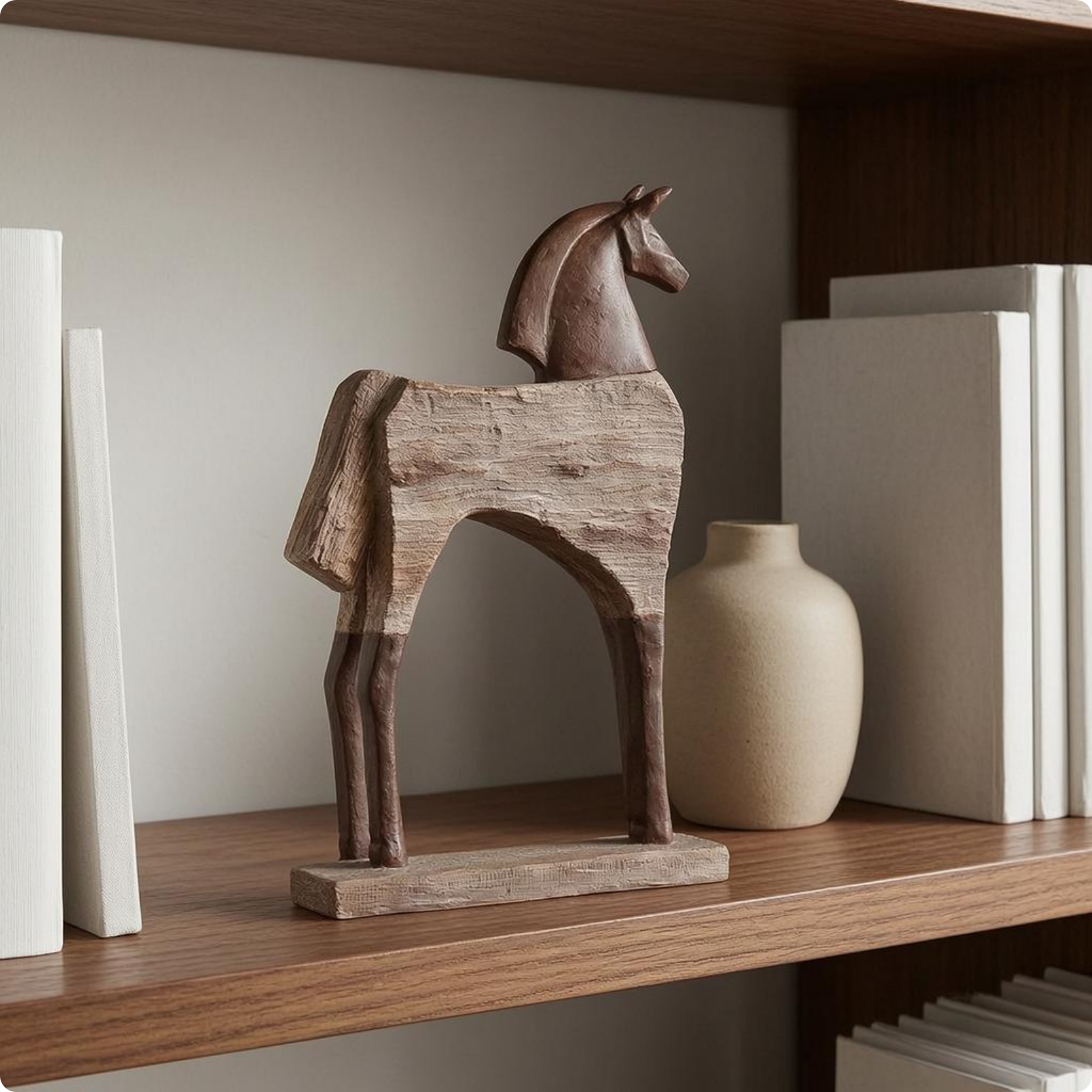 Standing Tabletop Ornament Understated Wood-Grain Creature Figurine