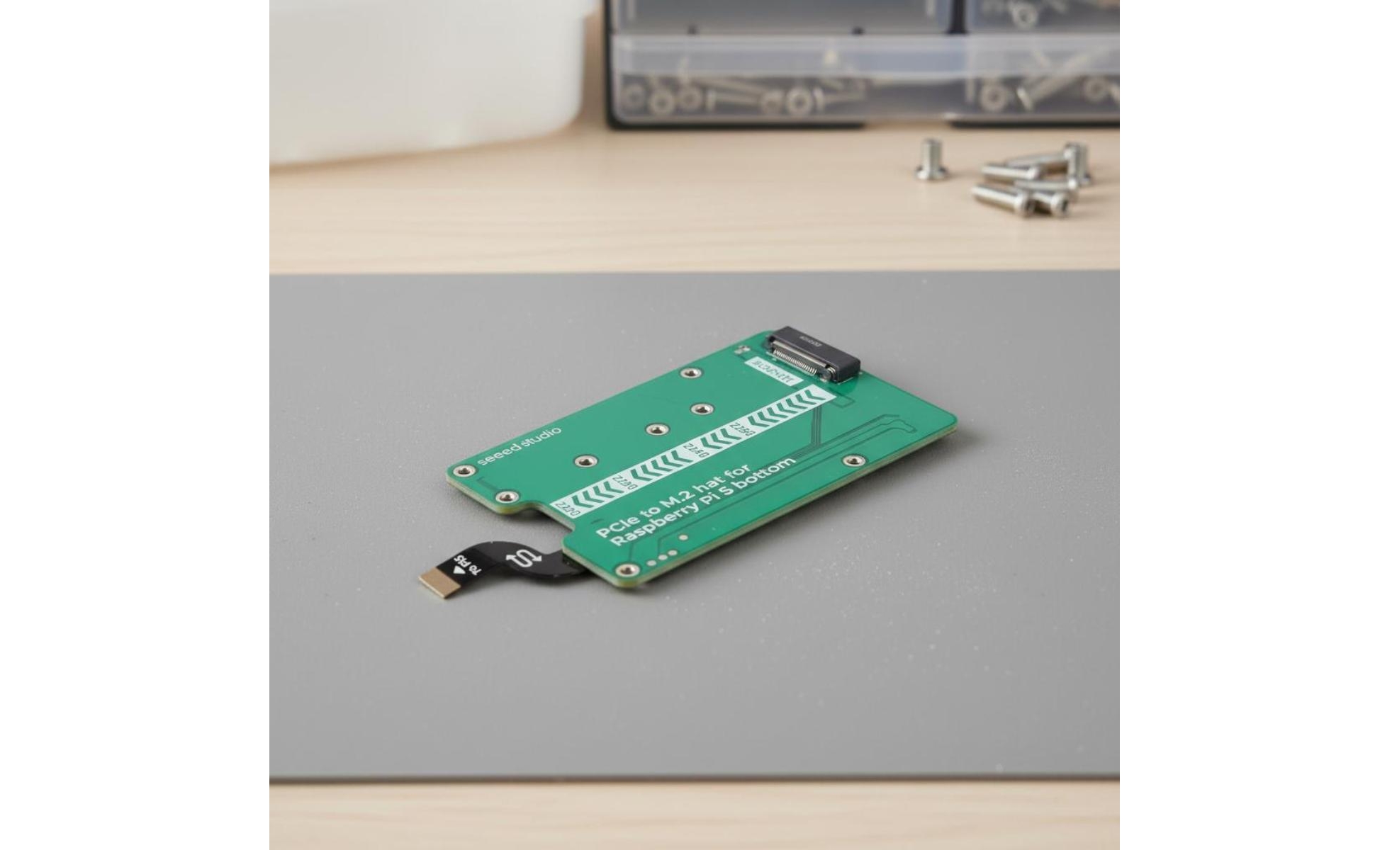 Single-Board Computer Pi 5 NVMe HAT Alignment Markings PCIe to M.2 Adapter Board