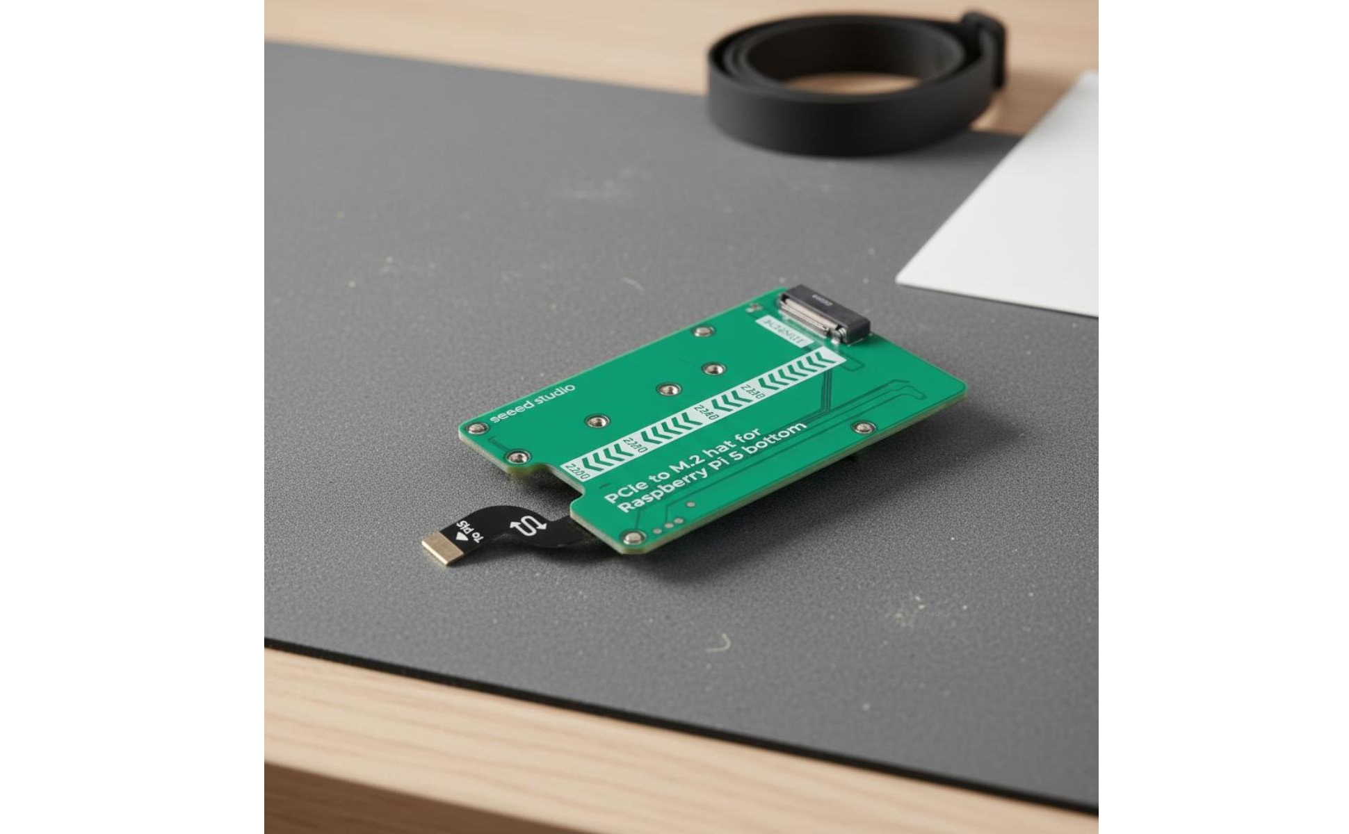 Single-Board Computer Pi 5 NVMe HAT Alignment Markings PCIe to M.2 Adapter Board