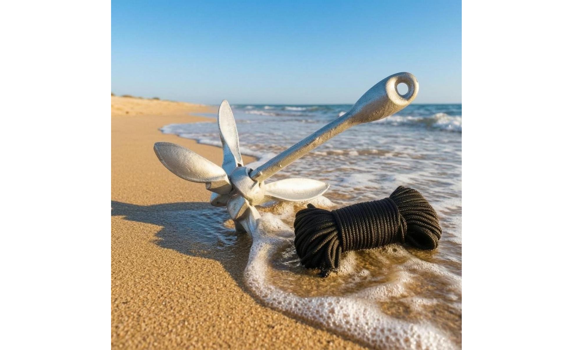 1.5 Kg Boat Anchor Rope Set Space-Saving Design Foldable Steel Anchor for Lake