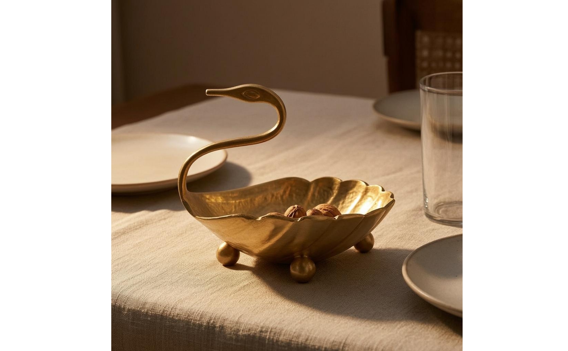 Swan Tray Brass Tray Curved Neck Handle