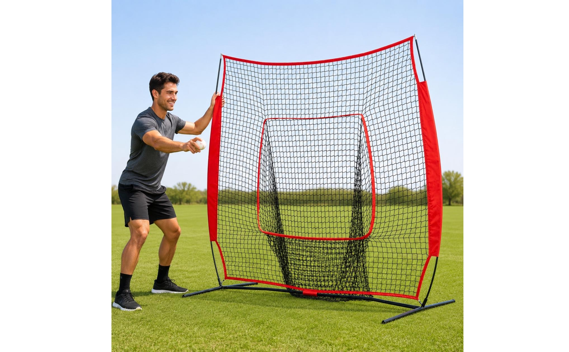 Baseball-Schlagnetz tragbar Softball-Trainingsnetz großes Fangnetz für Training