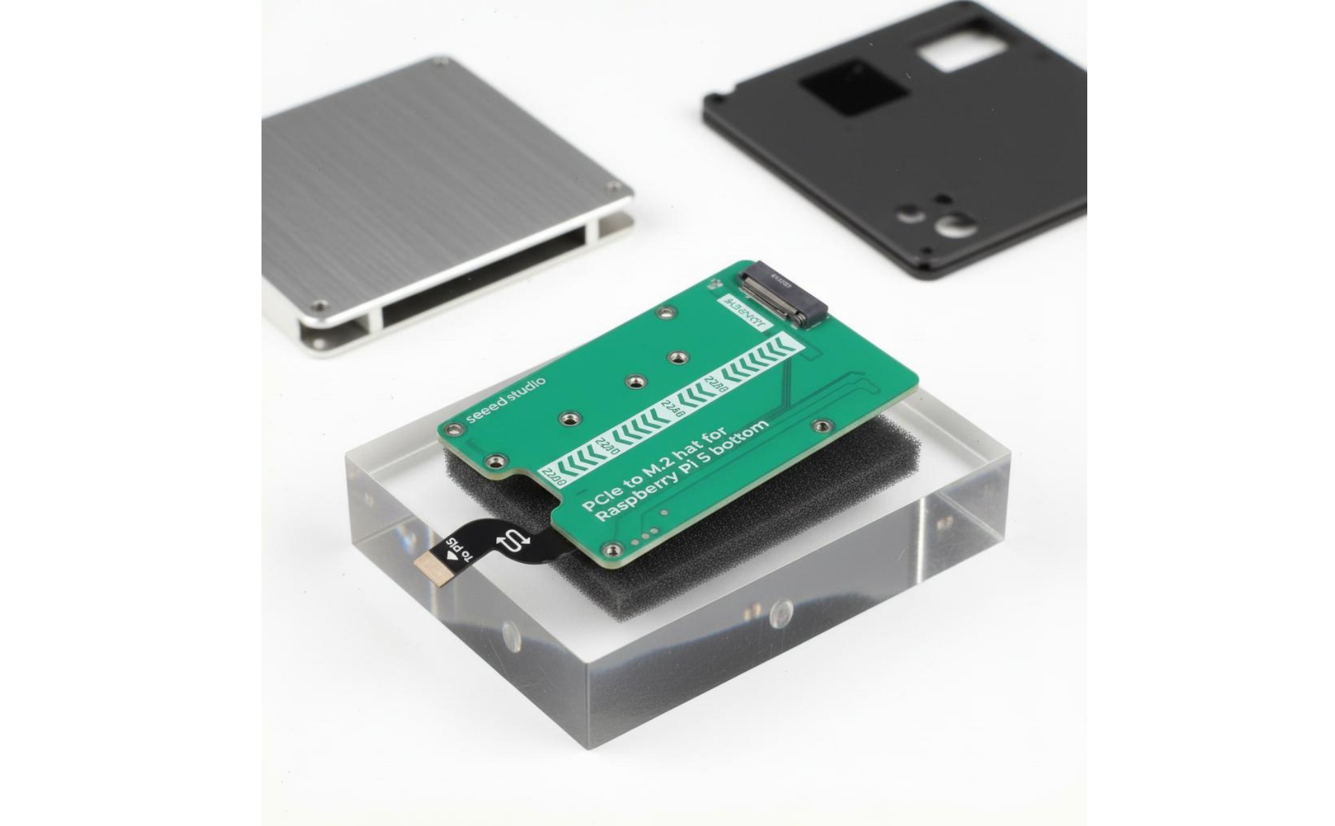 Single-Board Computer Pi 5 NVMe HAT Alignment Markings PCIe to M.2 Adapter Board