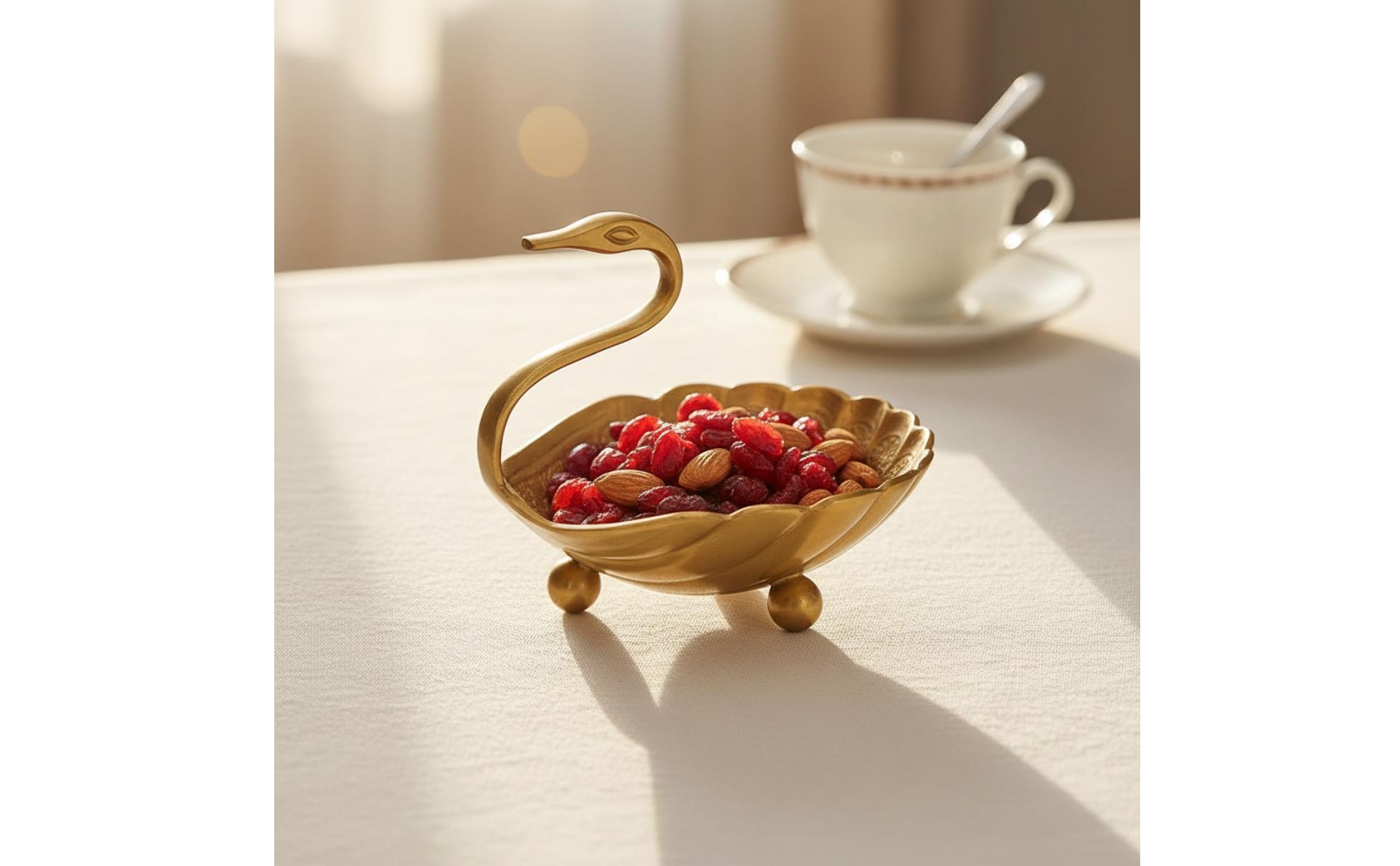Swan Tray Brass Tray Curved Neck Handle