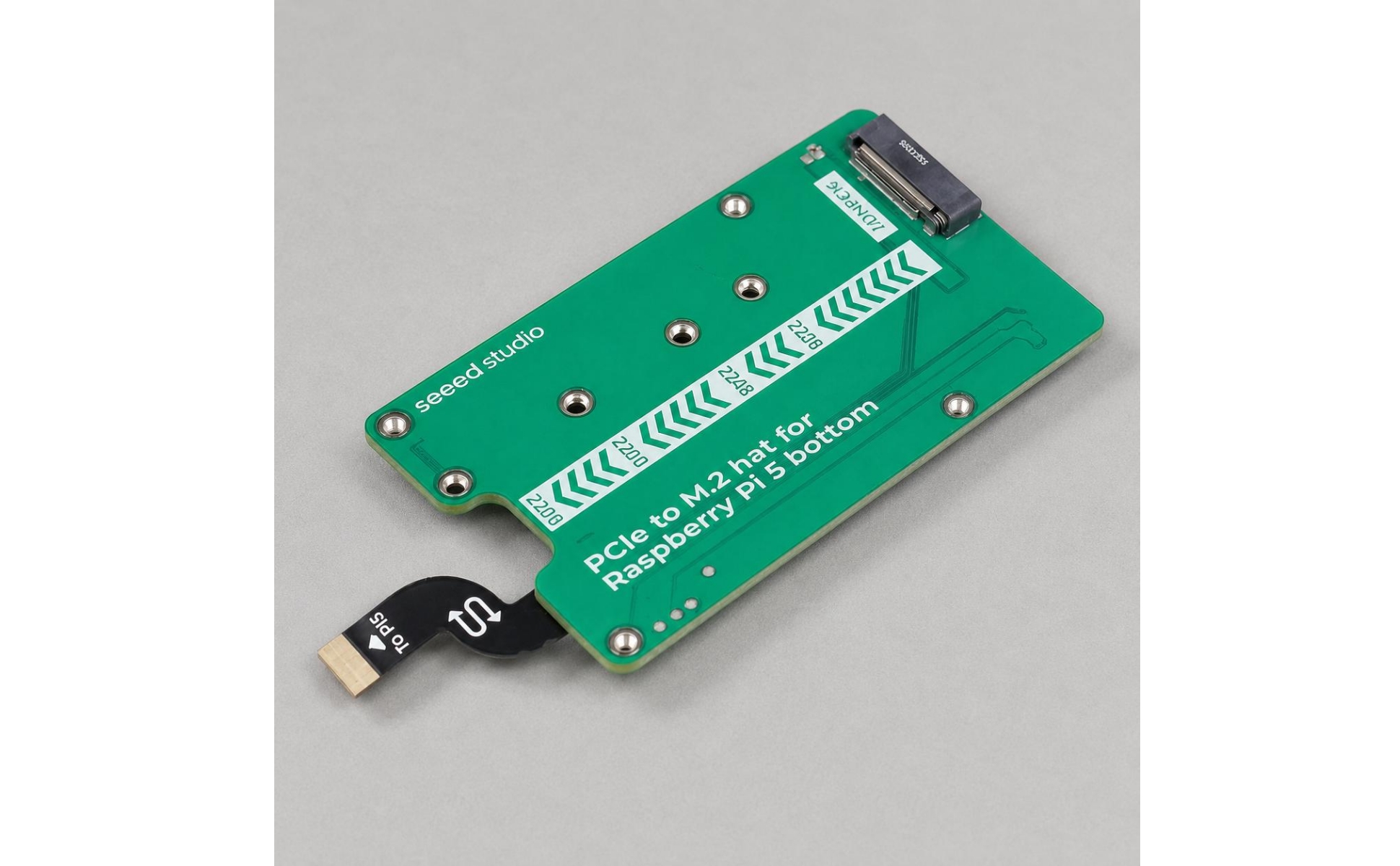Single-Board Computer Pi 5 NVMe HAT Alignment Markings PCIe to M.2 Adapter Board