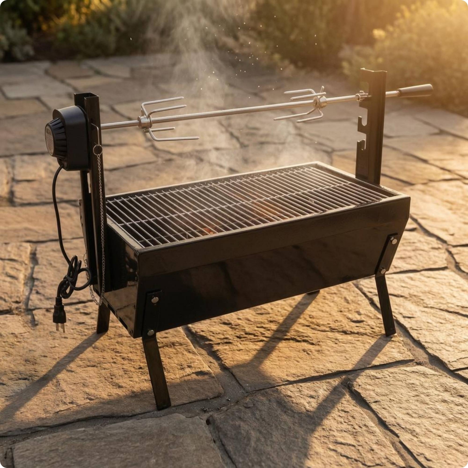 Charcoal Barbecue Grill Riveted Portable Rotisserie Barbecue Four-Legged