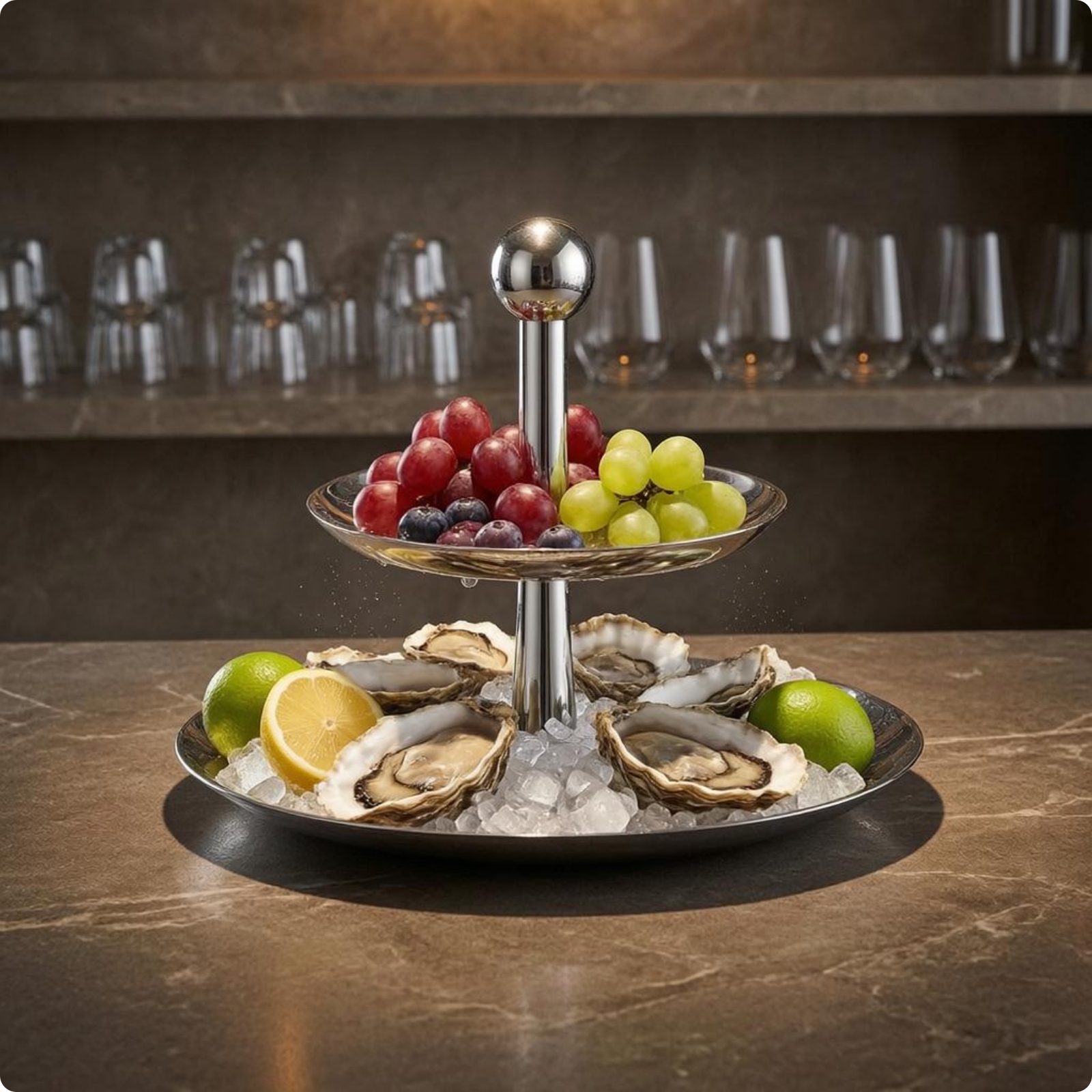 Mirrored Tray Stand Even Edges Stainless Steel Serving Stand Easy to Clean