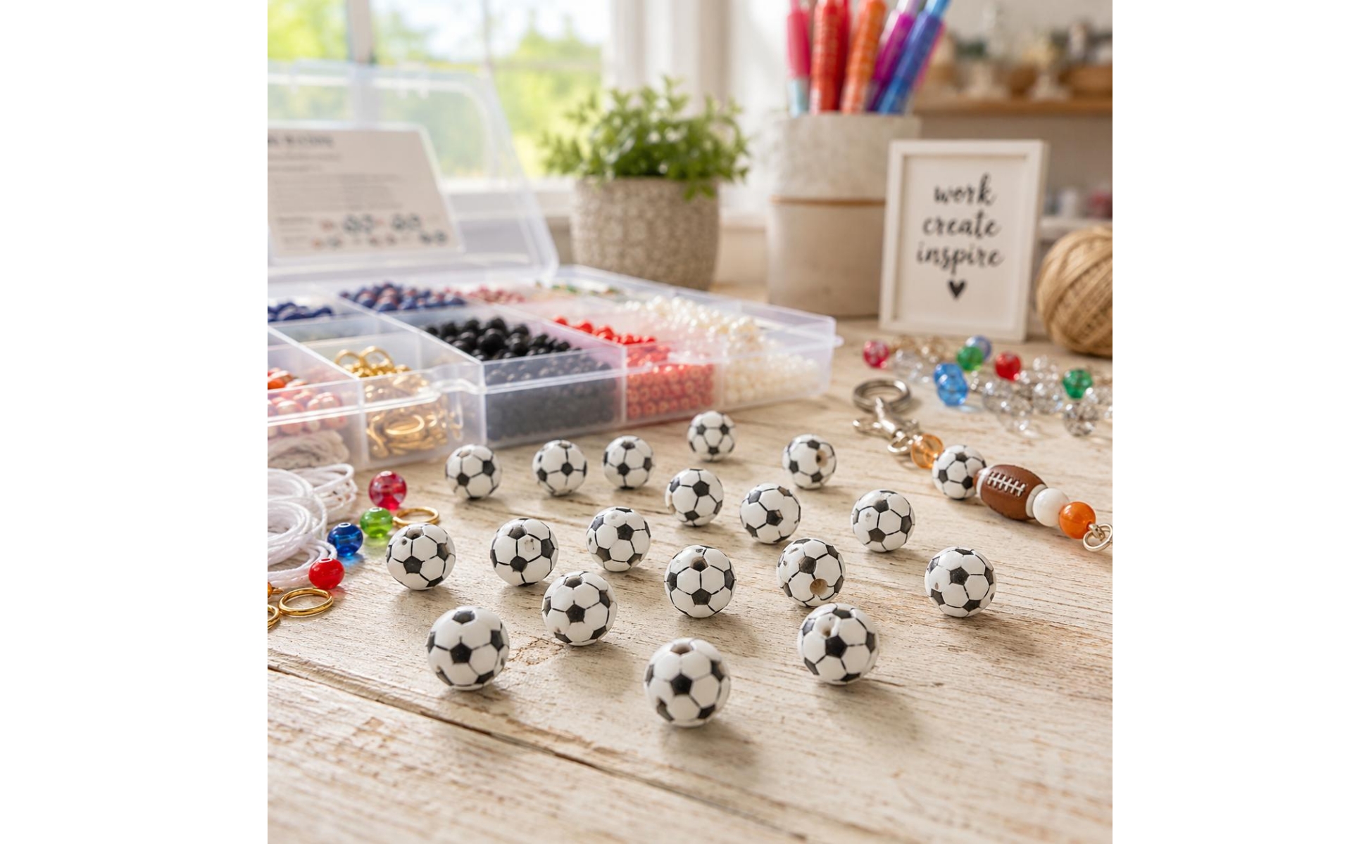 100 Pieces Acrylic Football Beads 12 Mm Football Beads Through Hole
