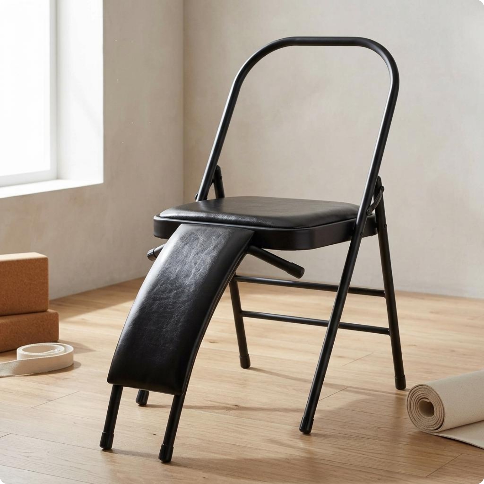 Folding Exercise Chair Foldable Padded Exercise Chair PU Leather