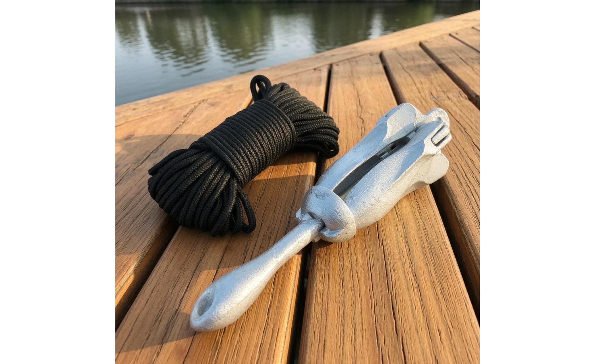 1.5 Kg Boat Anchor Rope Set Space-Saving Design Foldable Steel Anchor for Lake