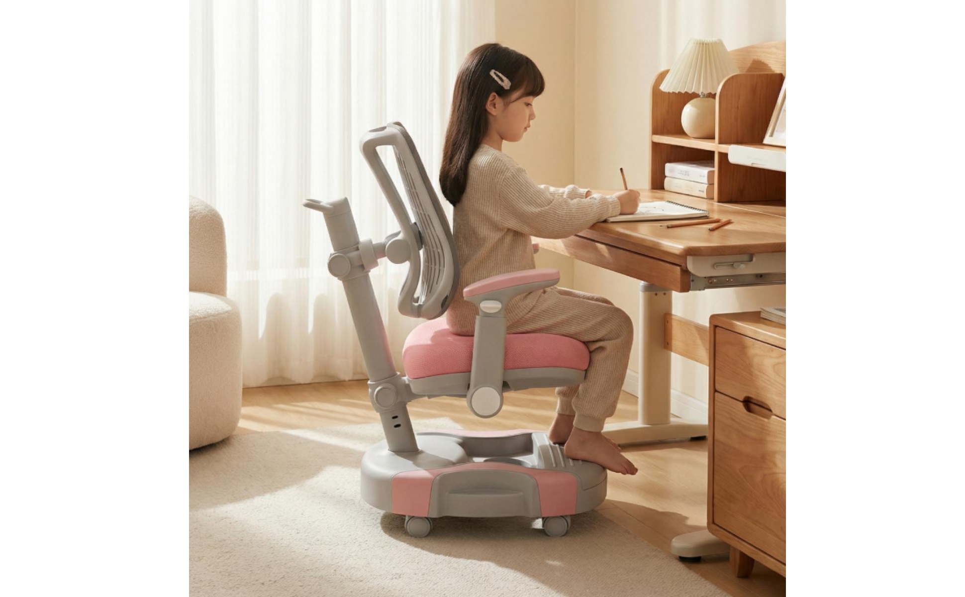 Adjustable Study Chair Padded Seat Kids Desk Chair Posture Support for Students