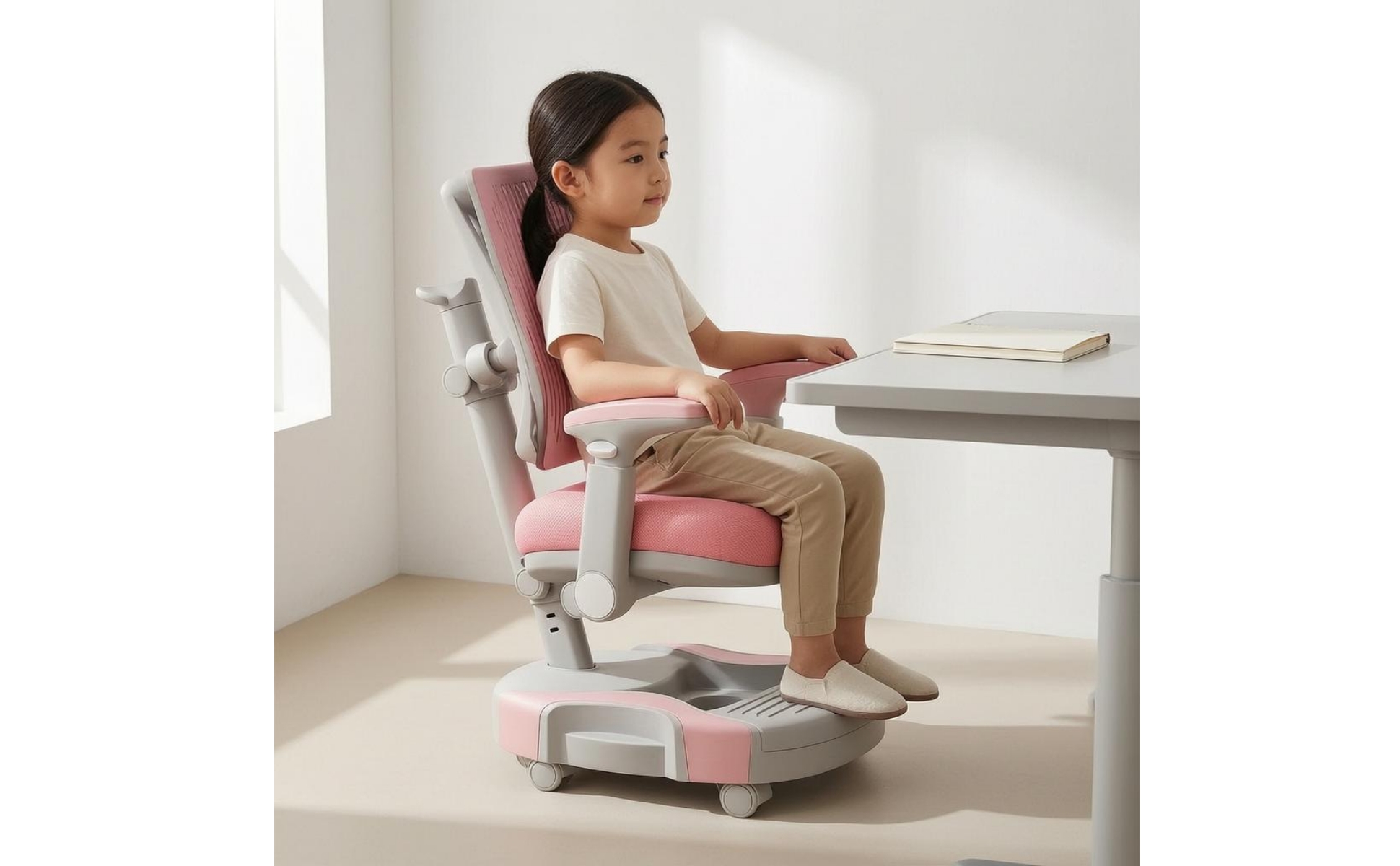 Adjustable Study Chair Padded Seat Kids Desk Chair Posture Support for Students