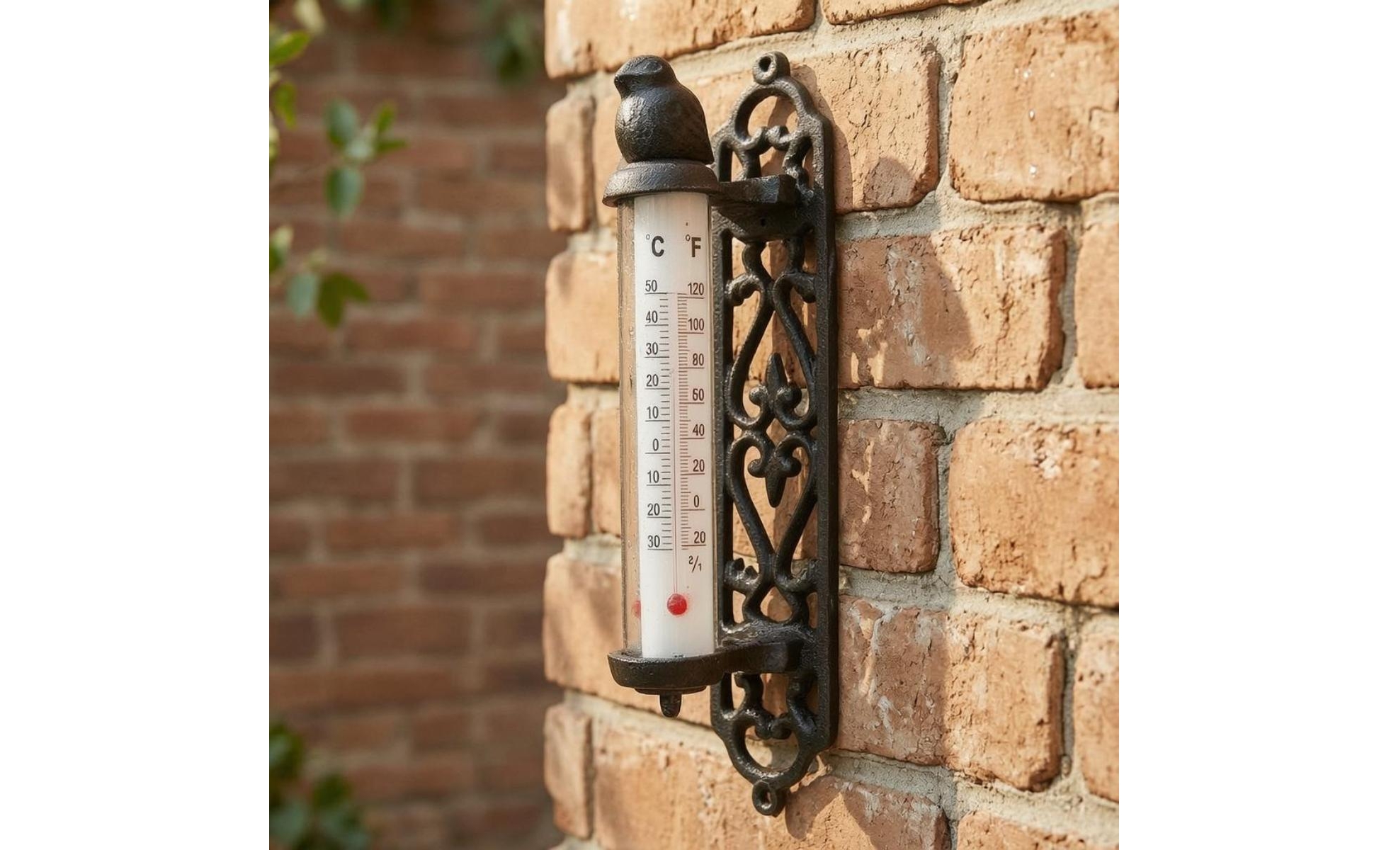 Vintage-Wandthermometer Offene Lochmuster-Rückplatte Wandthermometer Gusseisern