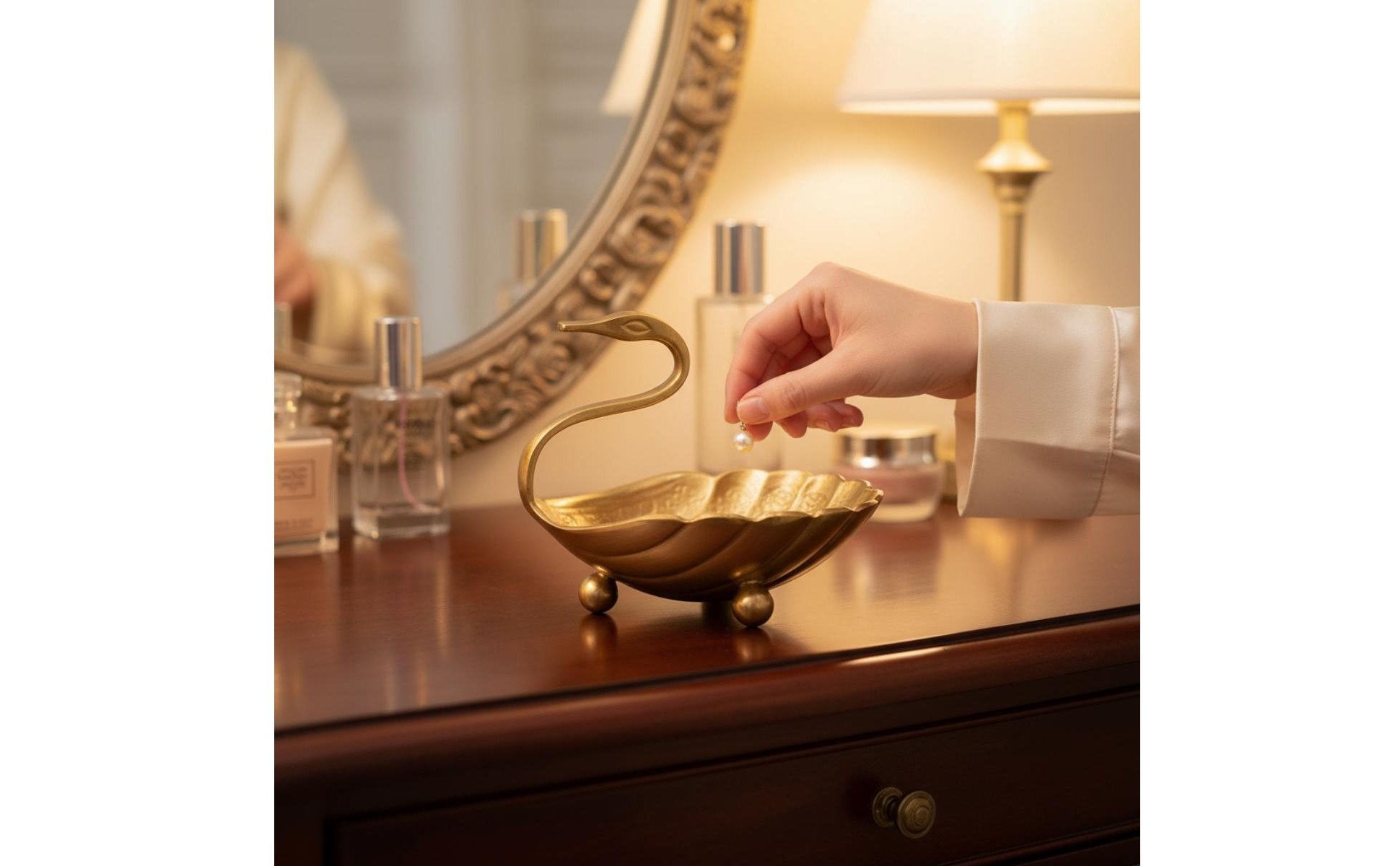 Swan Tray Brass Tray Curved Neck Handle