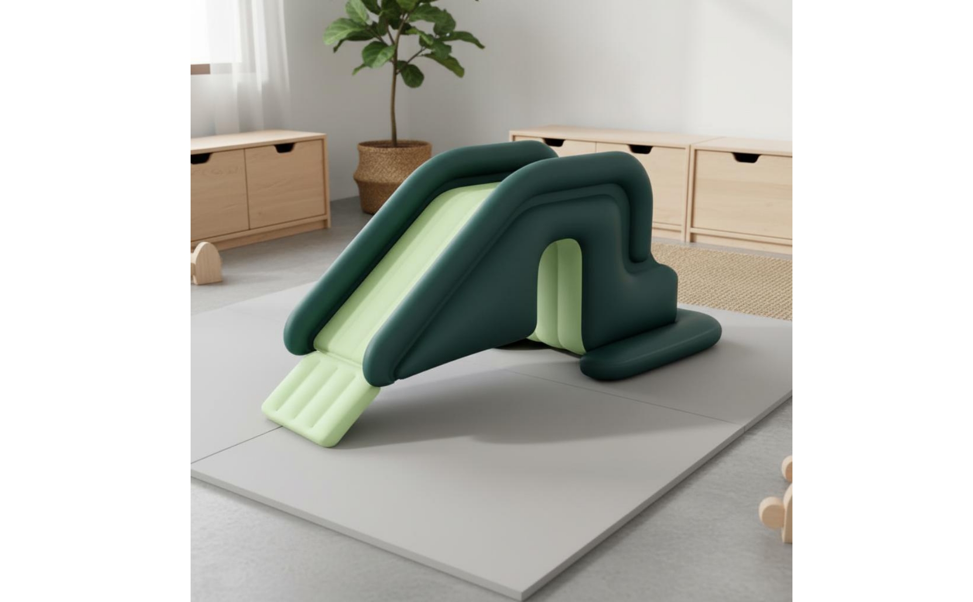 Inflatable Slide Foot Pump Included Kids Slide with Guardrail Wide Design
