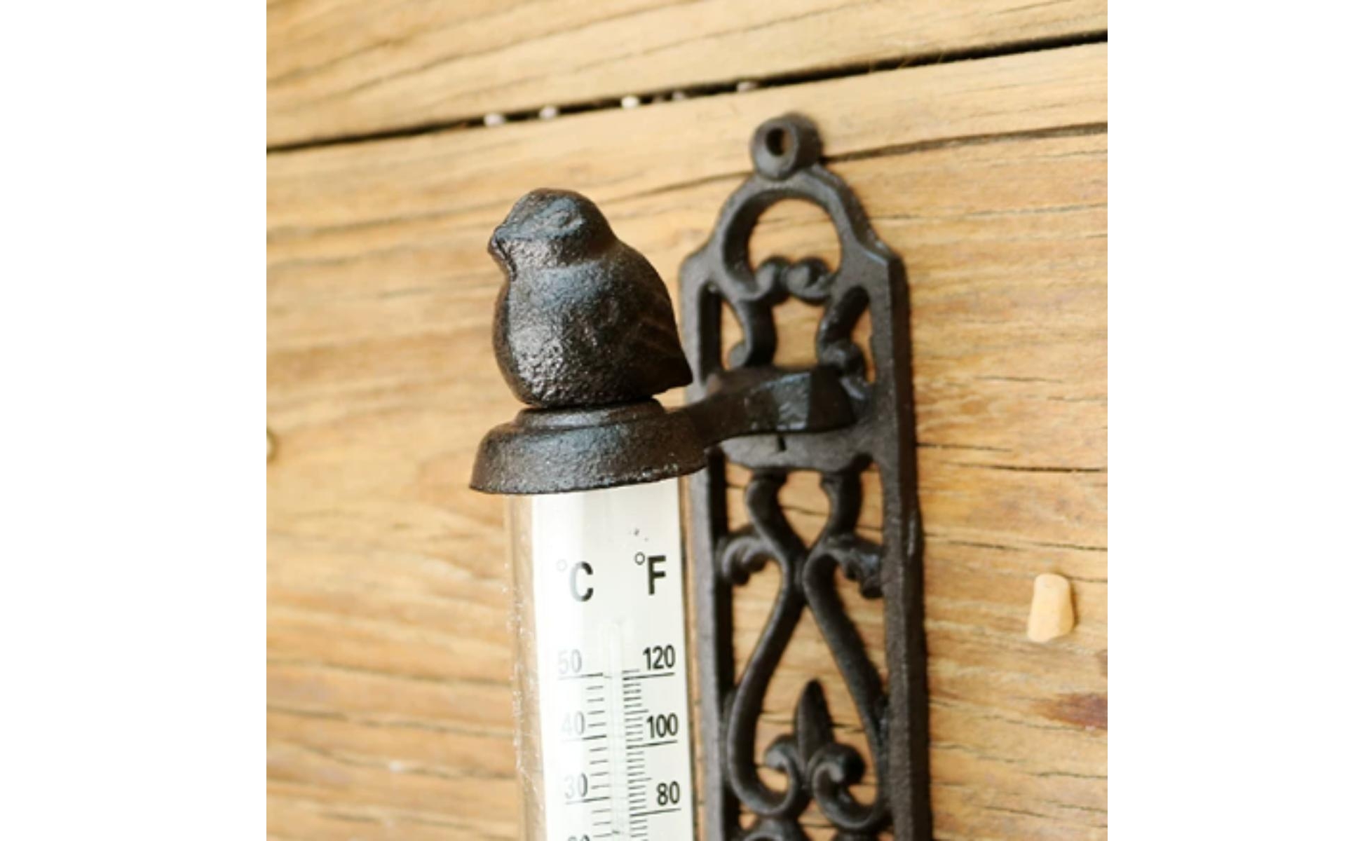 Vintage-Wandthermometer Offene Lochmuster-Rückplatte Wandthermometer Gusseisern