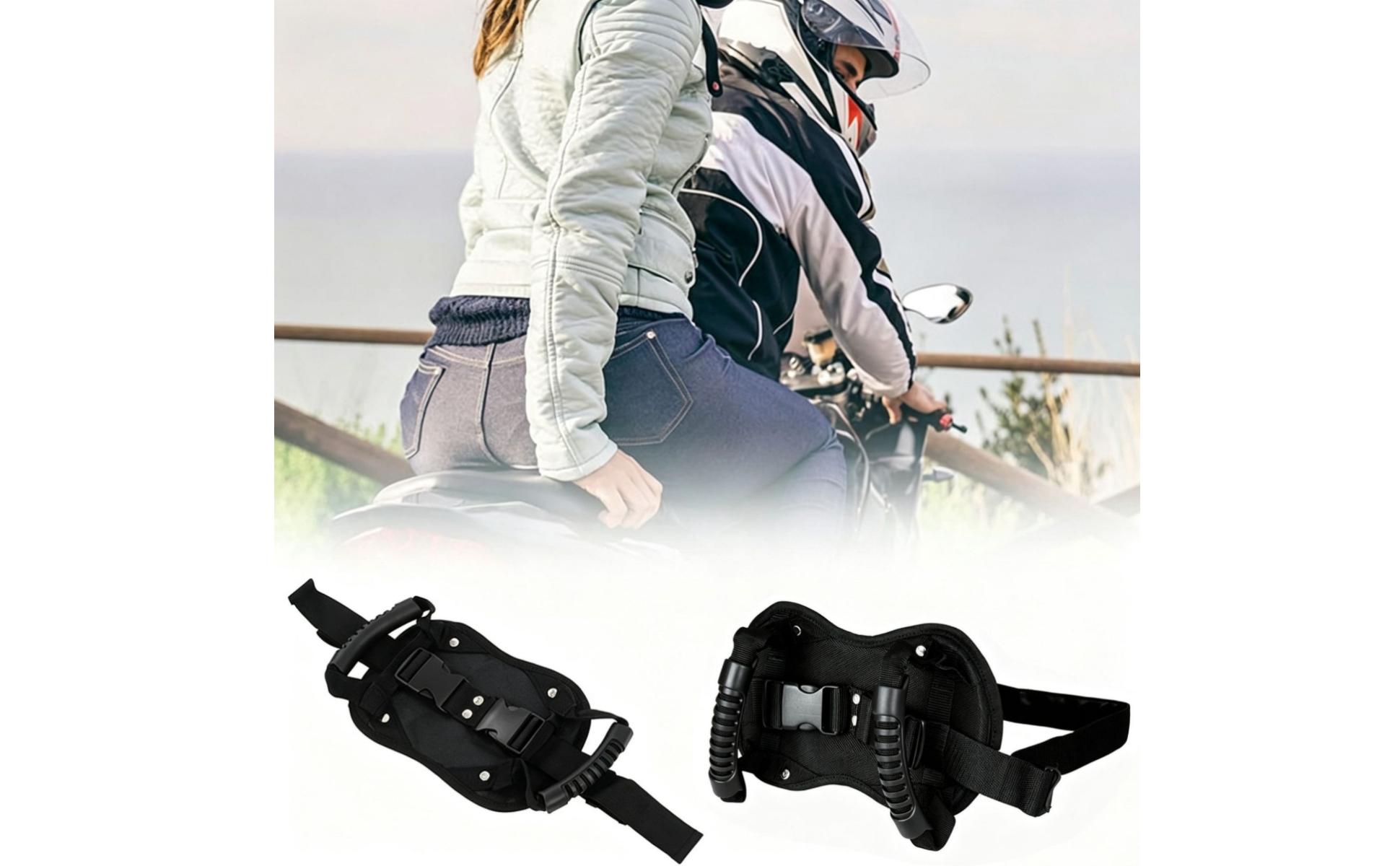 Padded Grip Belt Buckle Closure Motorcycle Rear Seat Safety Belt for Motorcycles