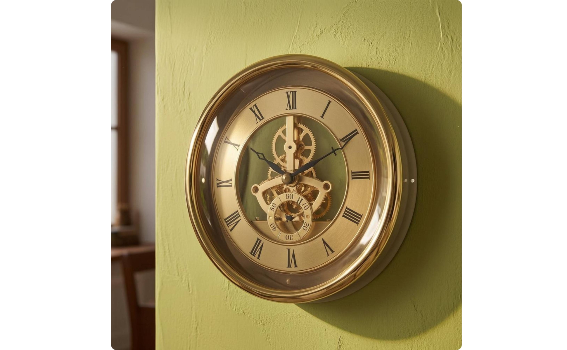 Roman Numeral Wall Timepiece Layered Design Transparent Gear Timepiece Moving
