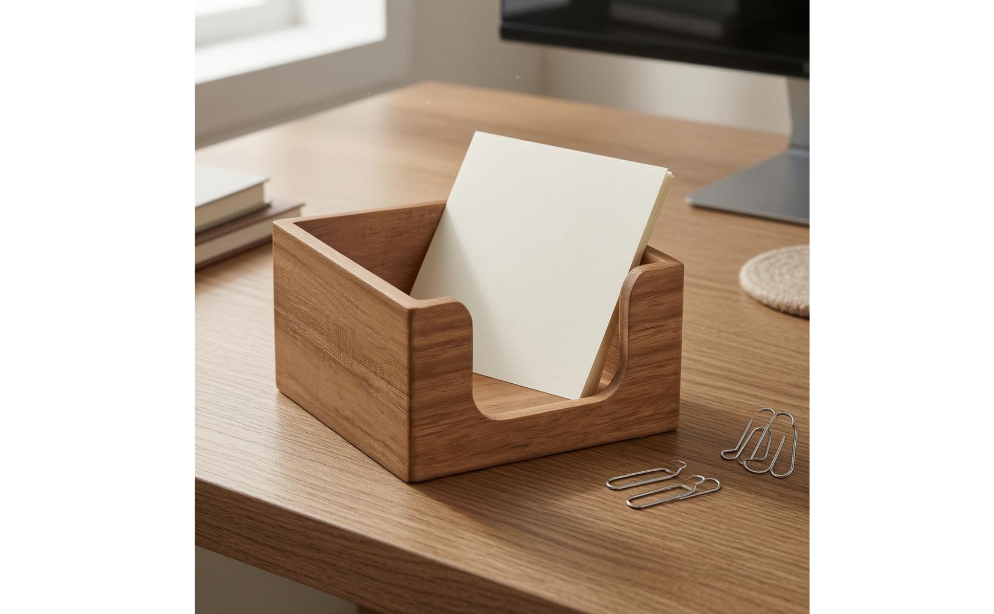 Desktop Note Box Open Top Wood Note Box Rounded Cutout