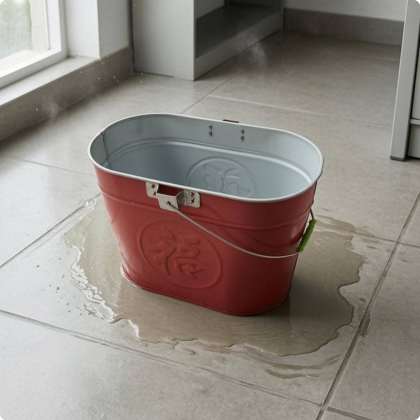 Metal Mop Pail Carry Handle Iron Sheet Pail Straight-Sided