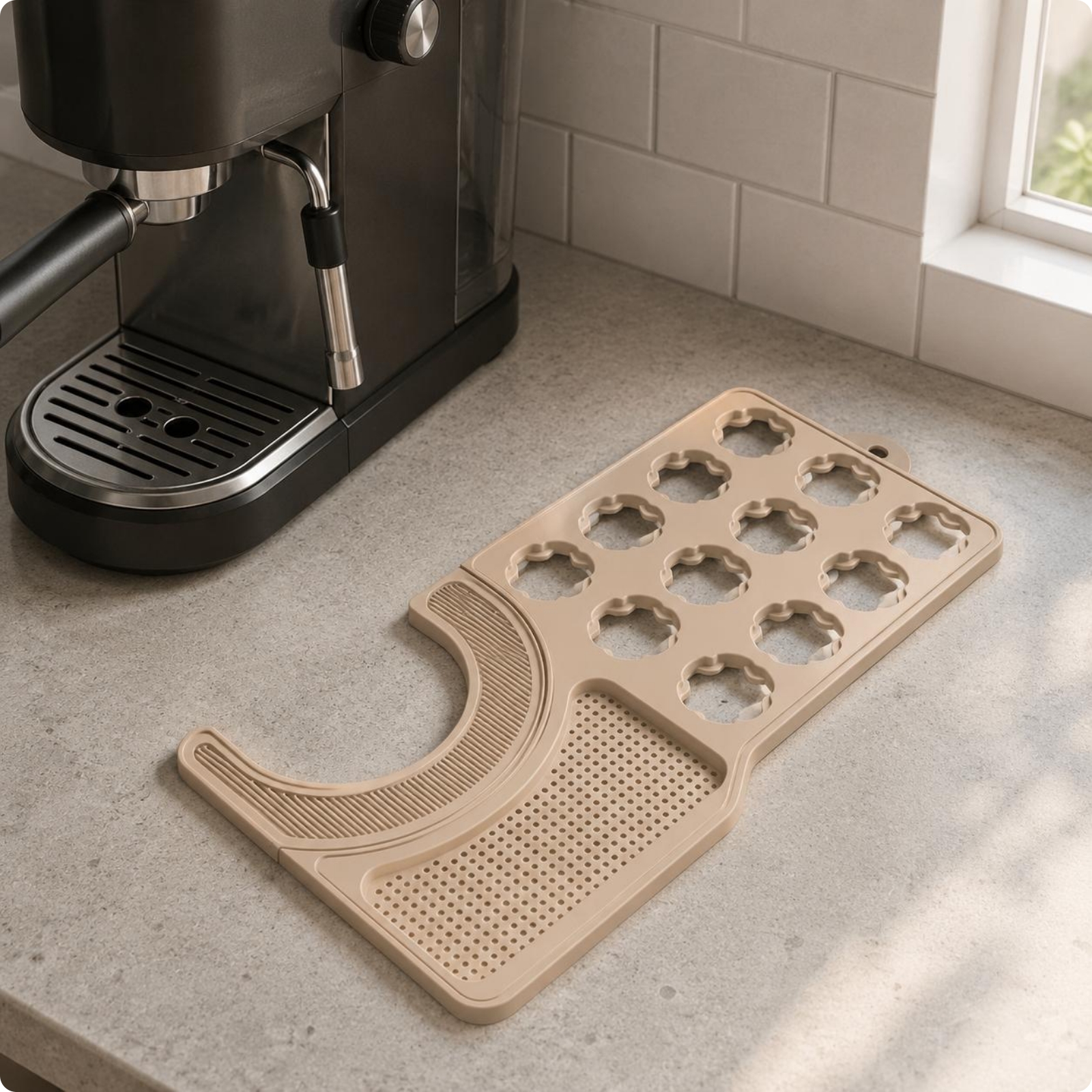 Silicone Coffee Machine Mat Easy to Clean Capsule Storage Tray Easy-Grab