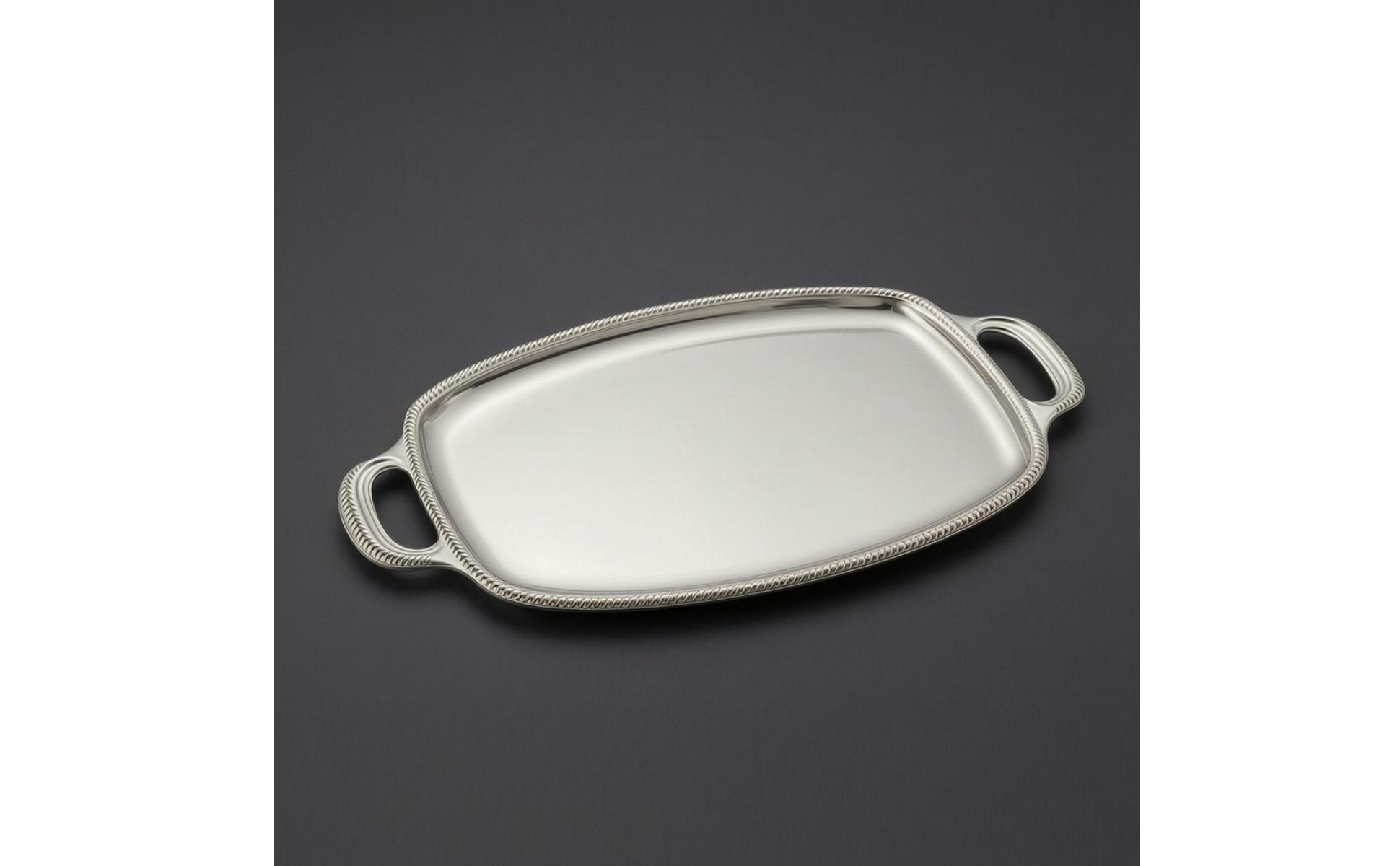 Silver Serving Tray Raised Rim Stainless Steel Tray Polished