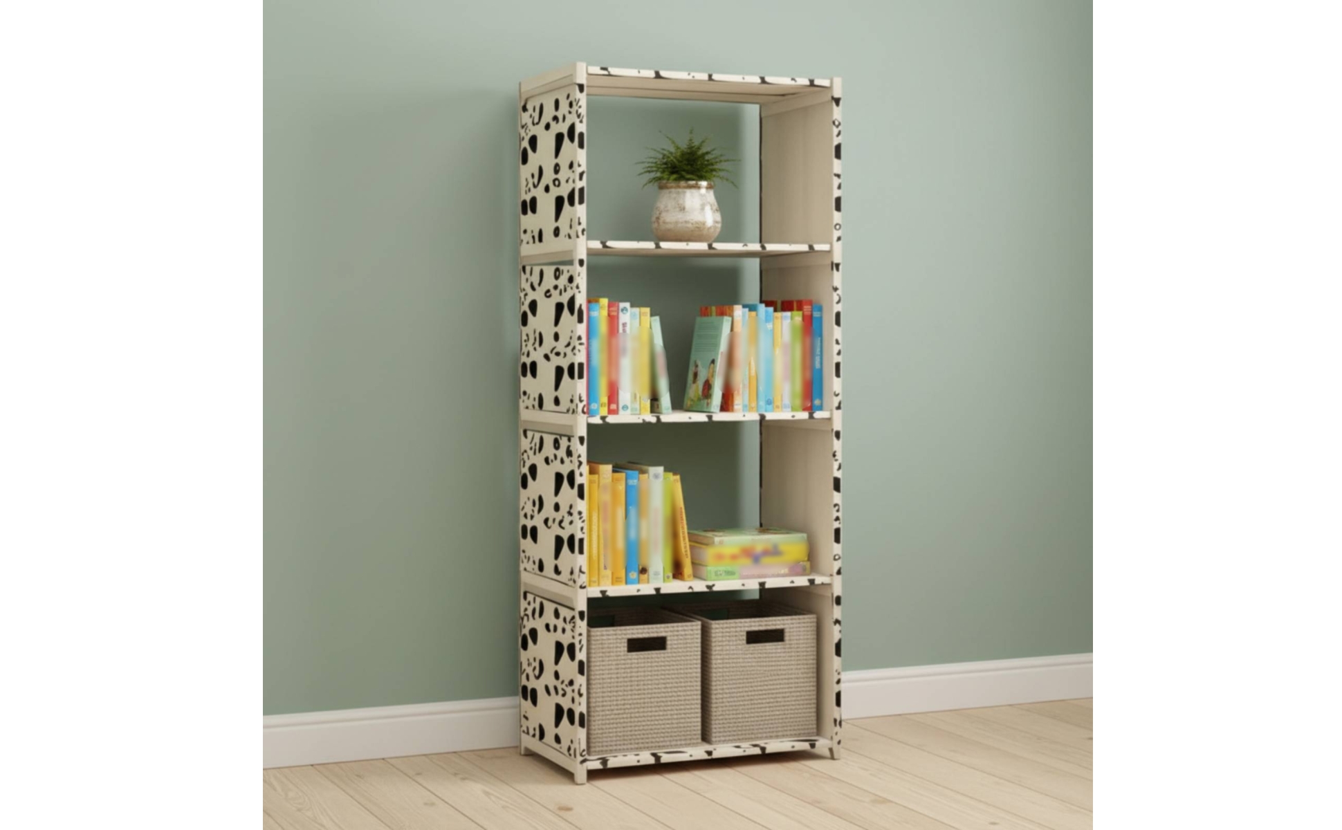 Iron Bookshelf Freestanding Storage Rack Rectangular Frame for Home Organizing
