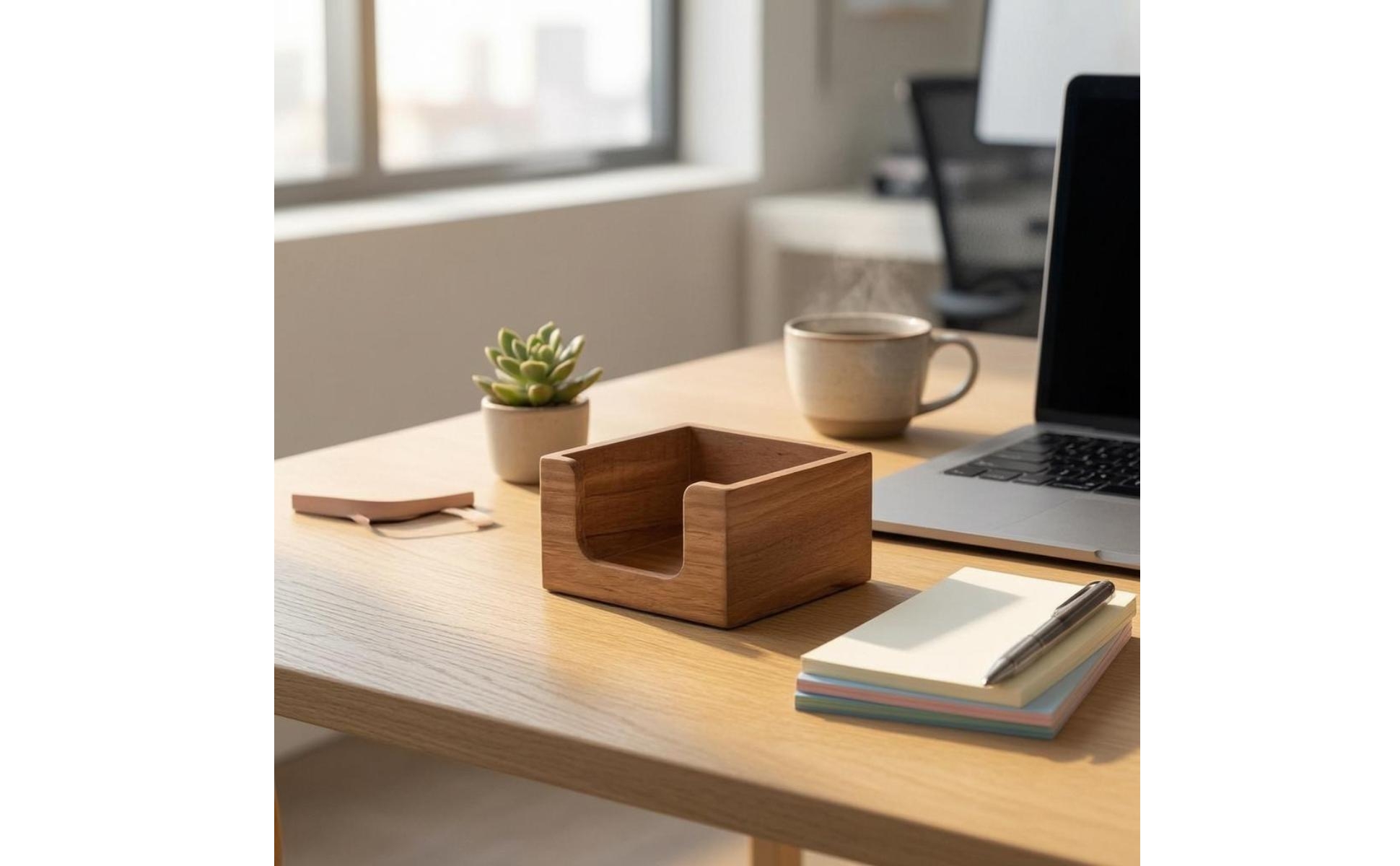 Desktop Note Box Open Top Wood Note Box Rounded Cutout
