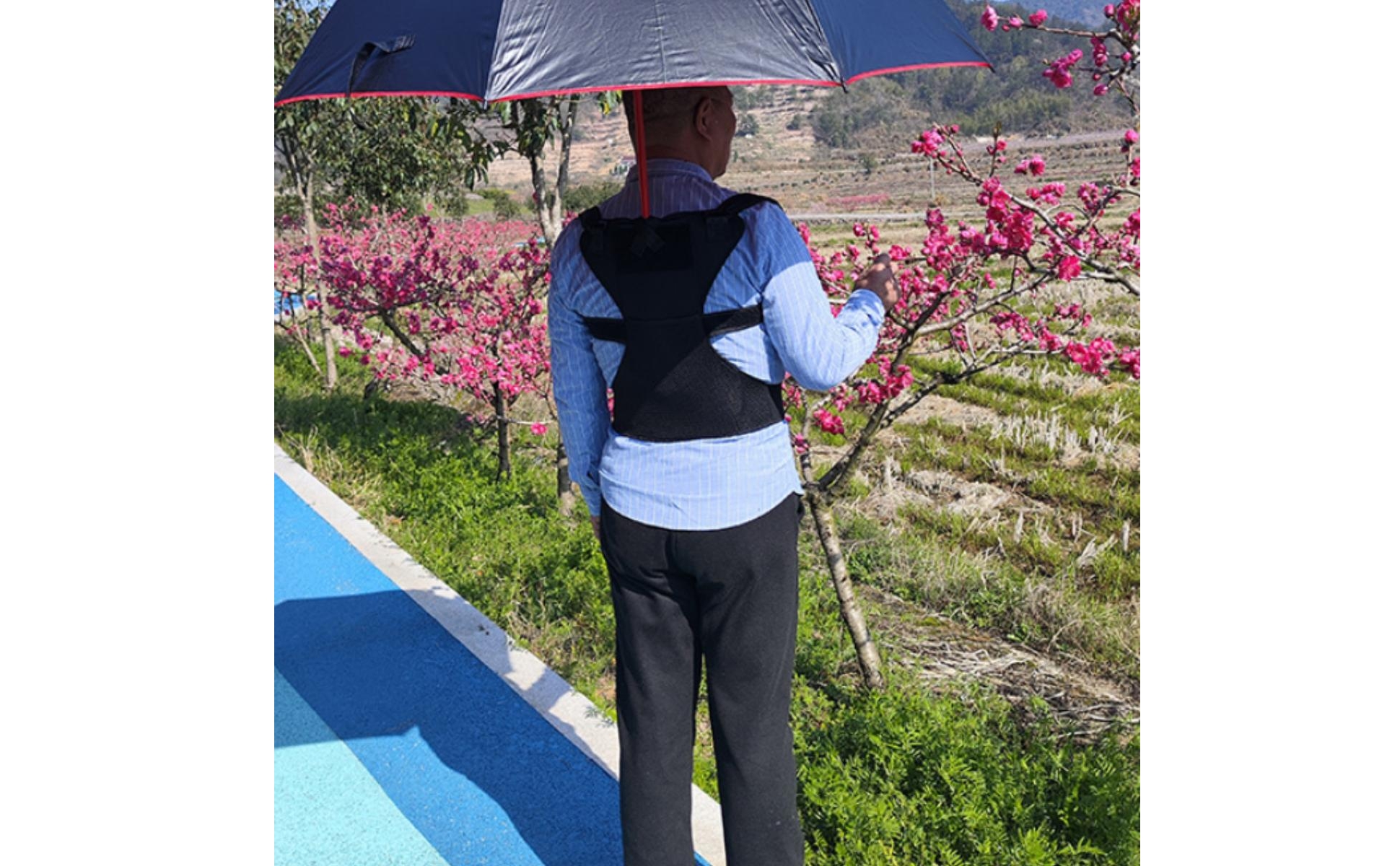 Shoulder Umbrella Holder Contoured Back Umbrella Harness Curved-Handle