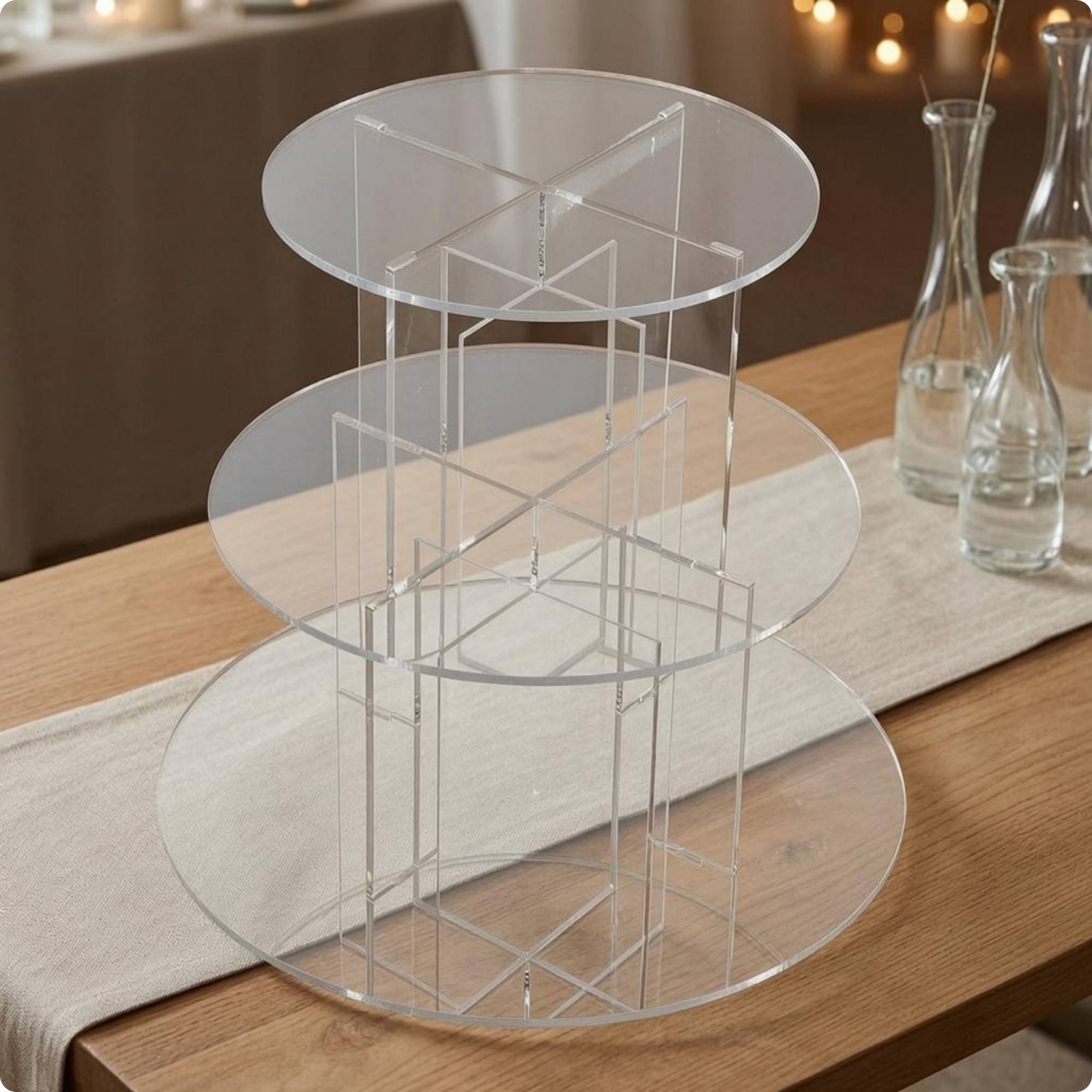 Clear Acrylic Cake Stand Transparent Three-Tier Cake Stand Shiny