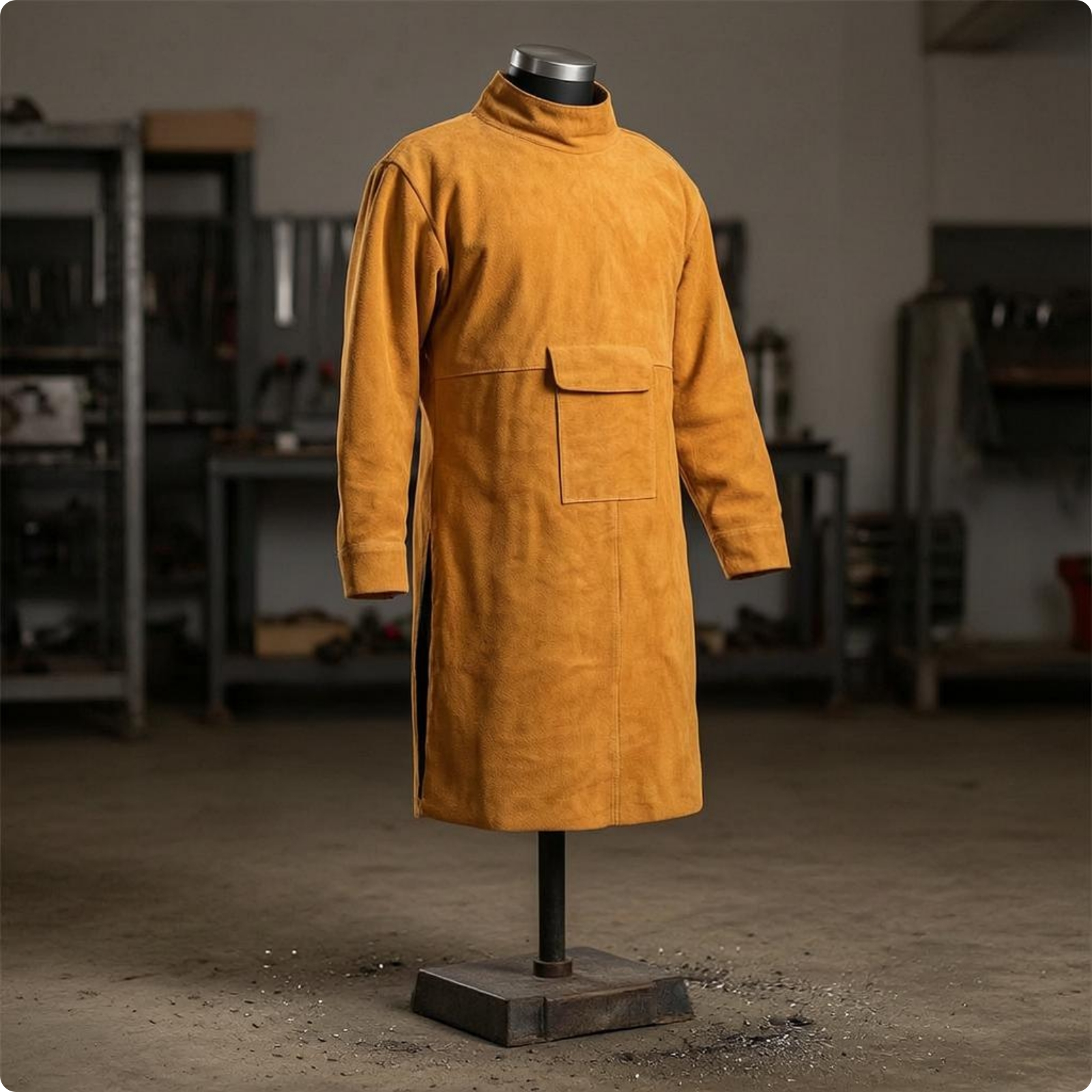 Cowhide Weld Coat Unlined Leather Metalworking Jacket Full-Coverage Protection