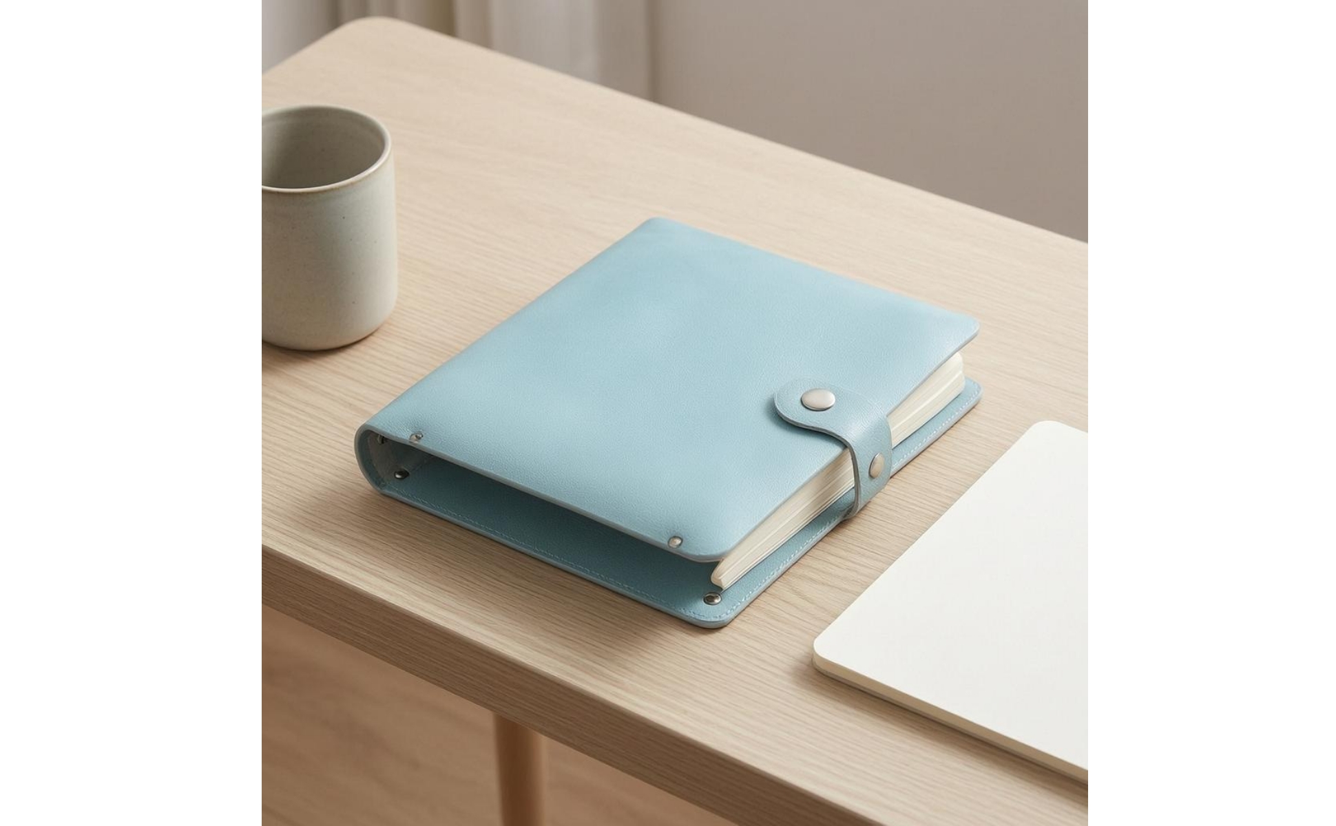 Storage Binder Faux Leather Binder Snap-Tab Closure