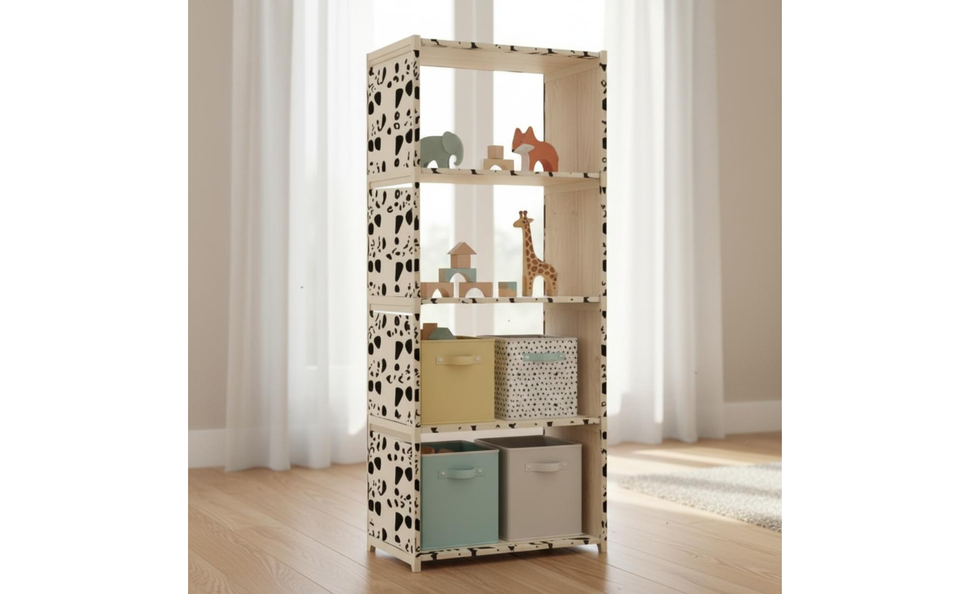 Iron Bookshelf Freestanding Storage Rack Rectangular Frame for Home Organizing