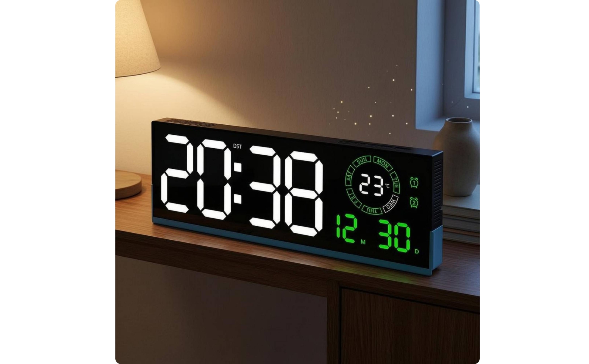 LED Digital Wall Digital Timepiece Large Numerals Rectangular LED Digital