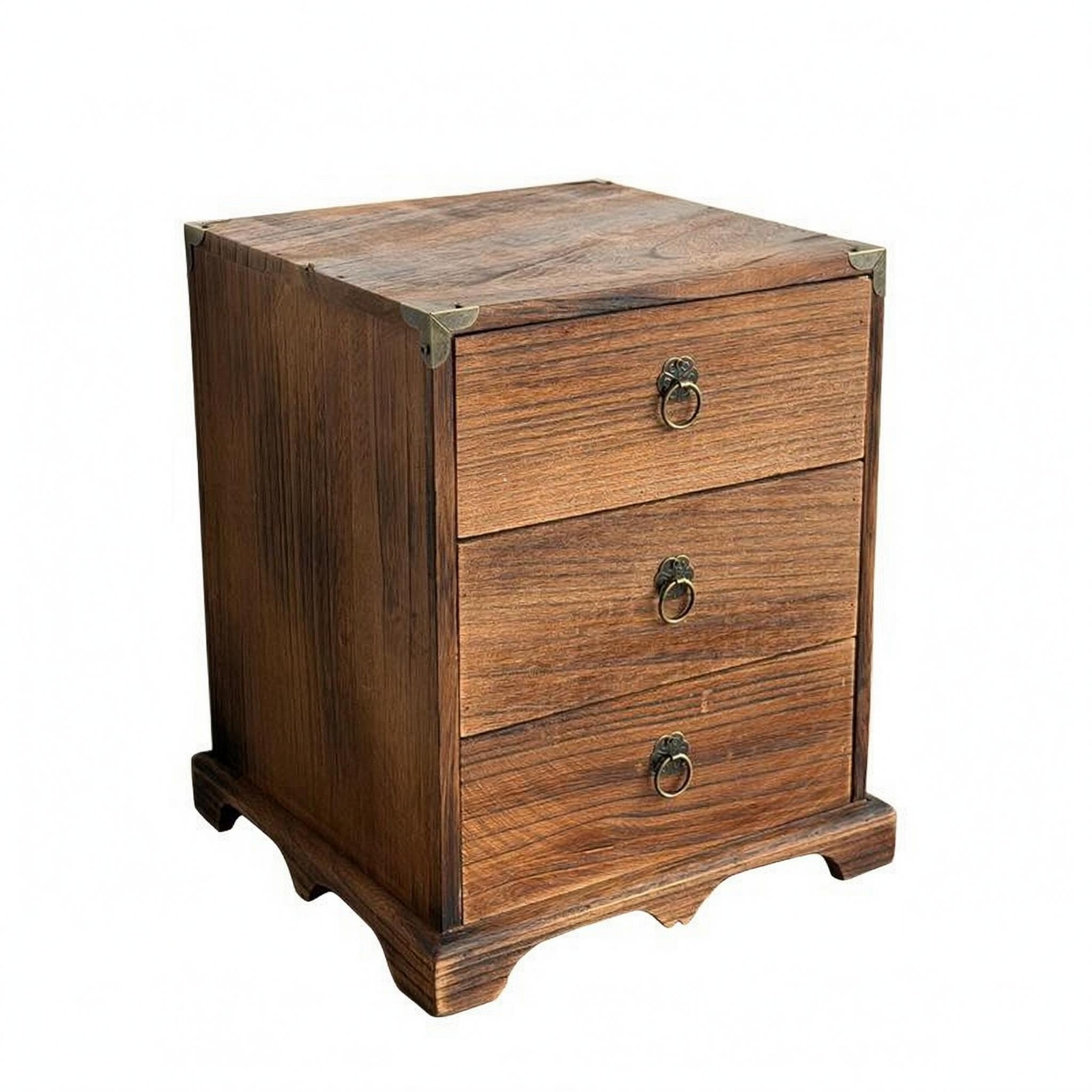 Rustic Desktop Storage Cabinet Wood-Grain Finish 3-Drawer Wooden Cabinet
