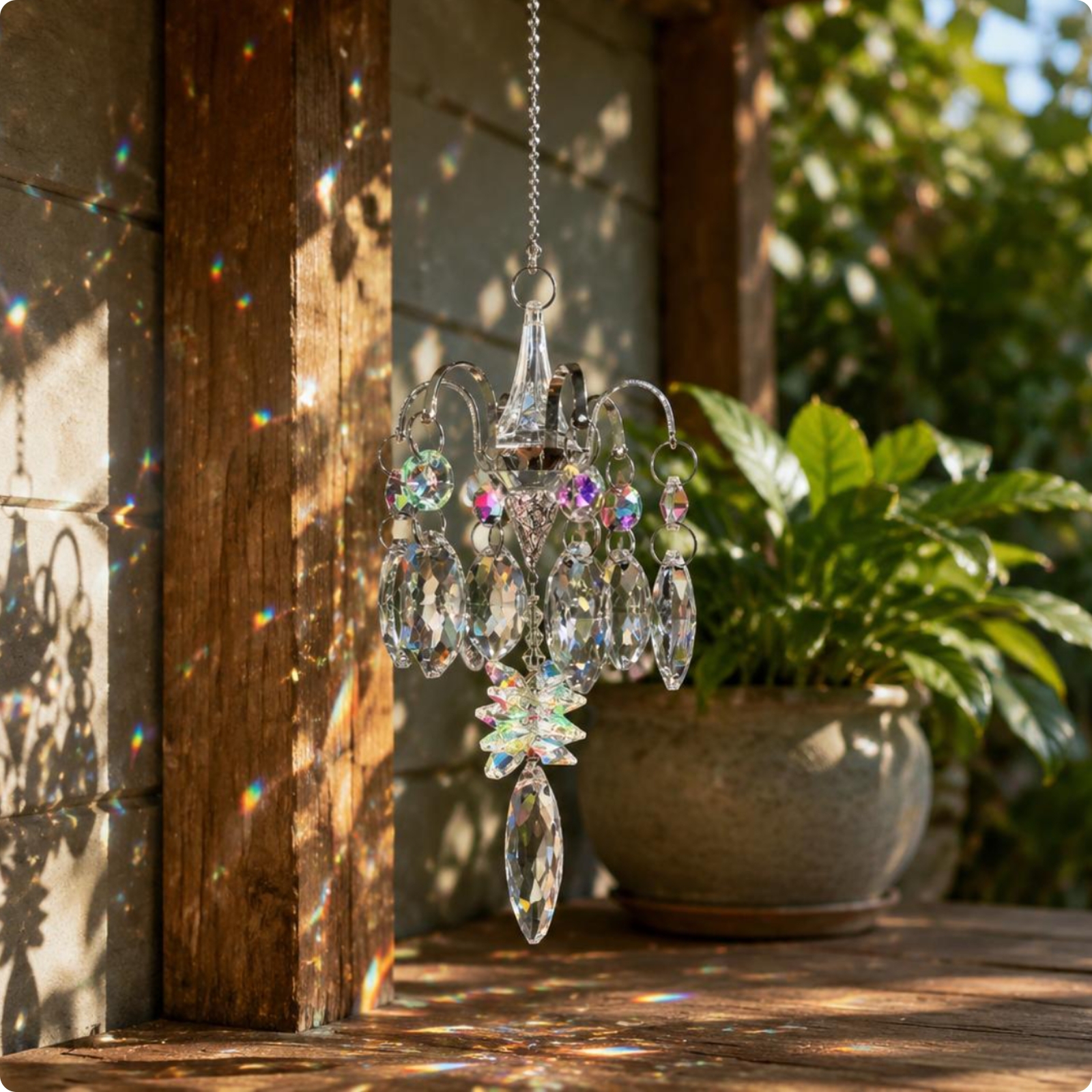 Chandelier Crystal Decoration Faceted Crystal Suncatcher Metal Chain for Window