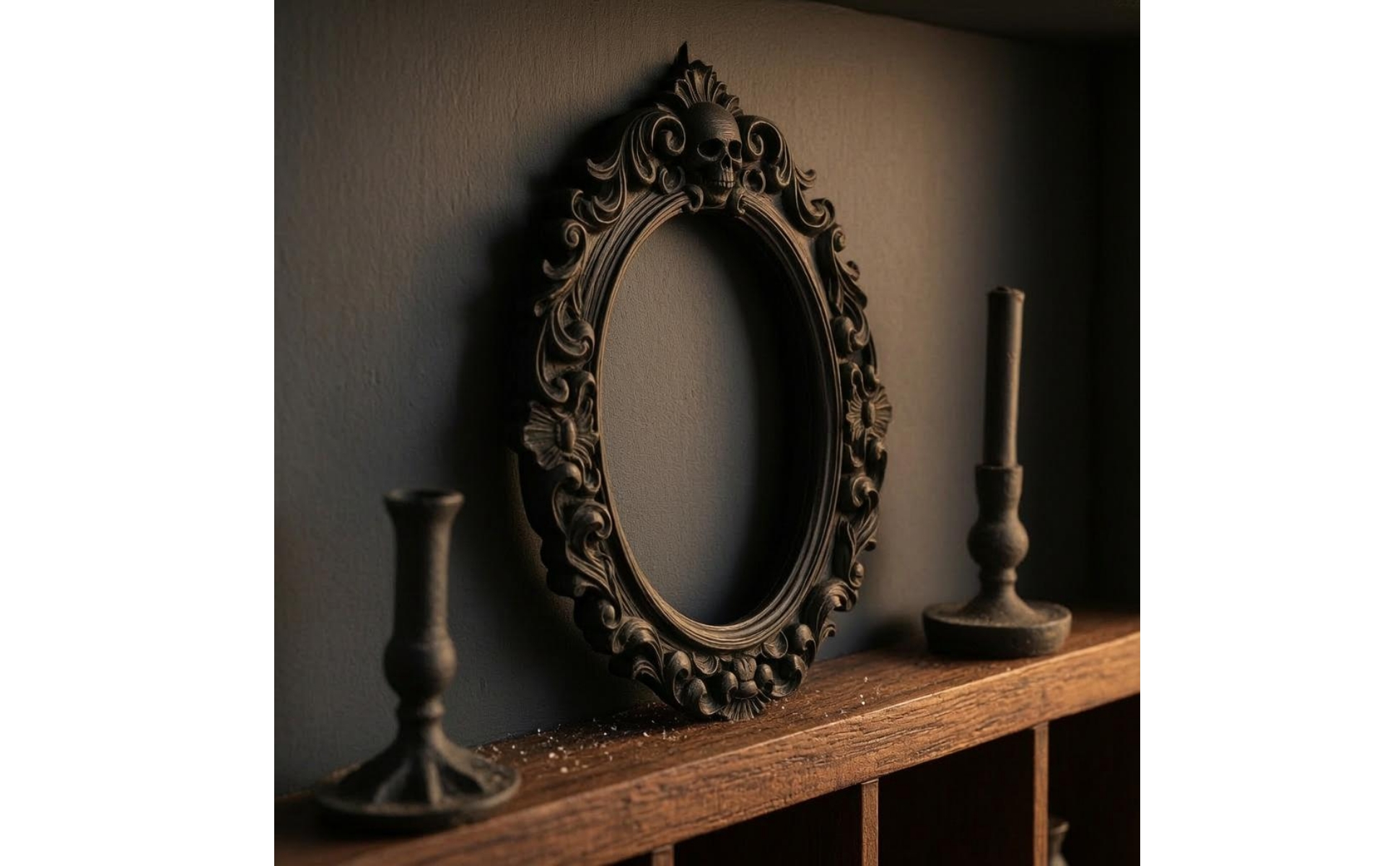Ornate Oval Wall Frame Carved Medieval Skull Frame Intricate Details